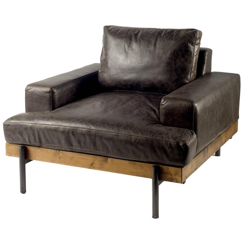 Colburne I Brown Leather Body Wood/Iron Frame Club Chair - Frankwebs