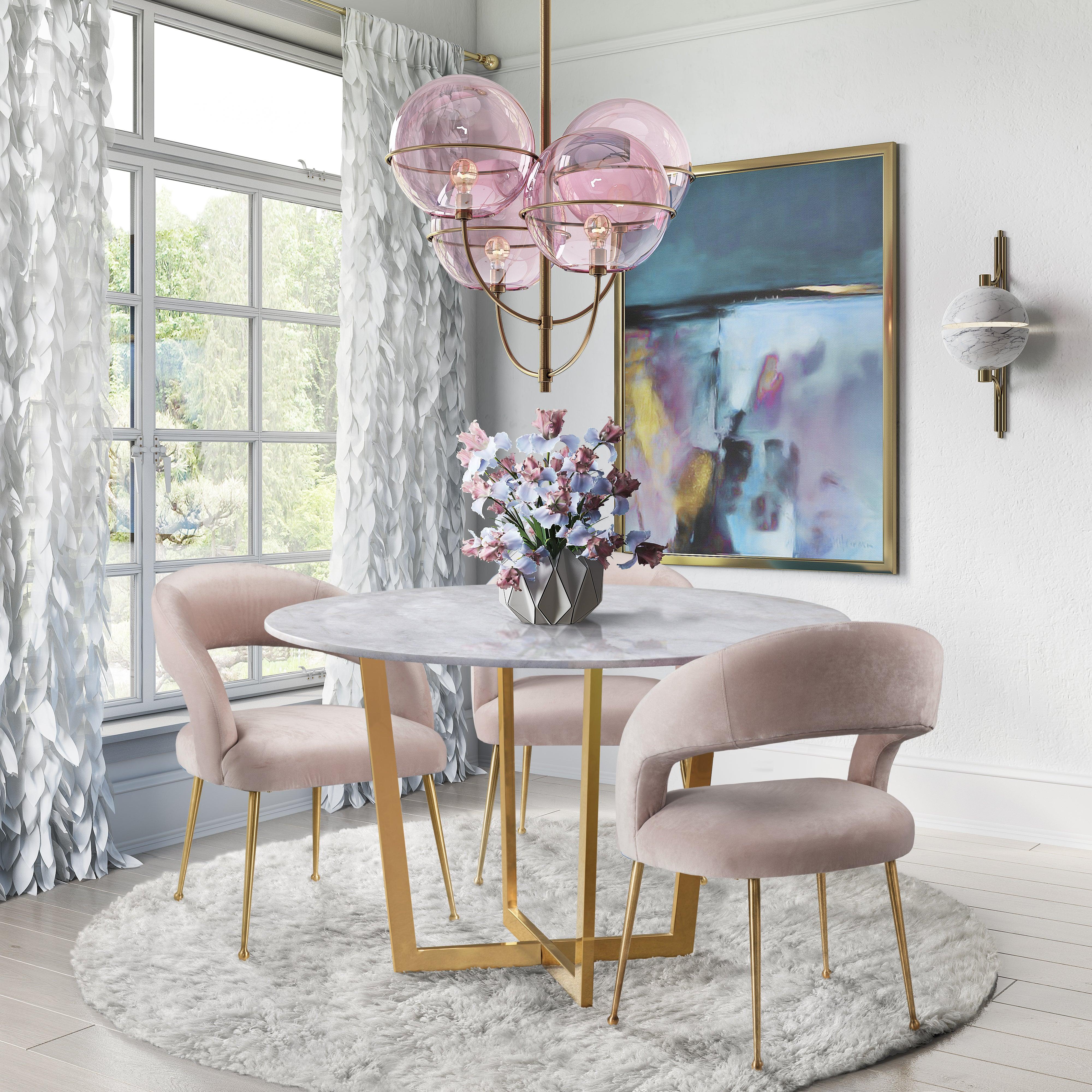 Rocco Blush Velvet Dining Chair - Frankwebs