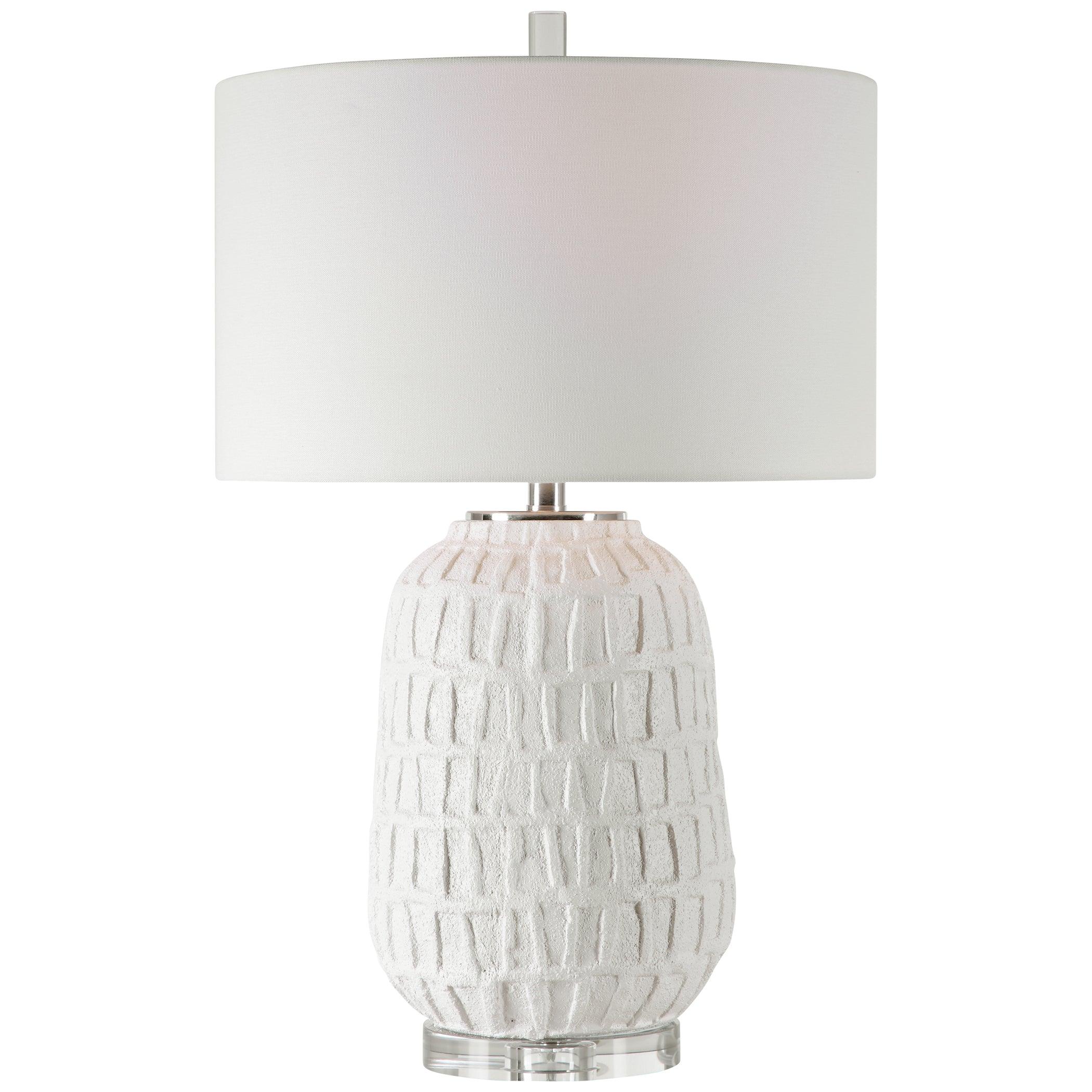 CAELINA TEXTURED WHITE TABLE LAMP - Frankwebs