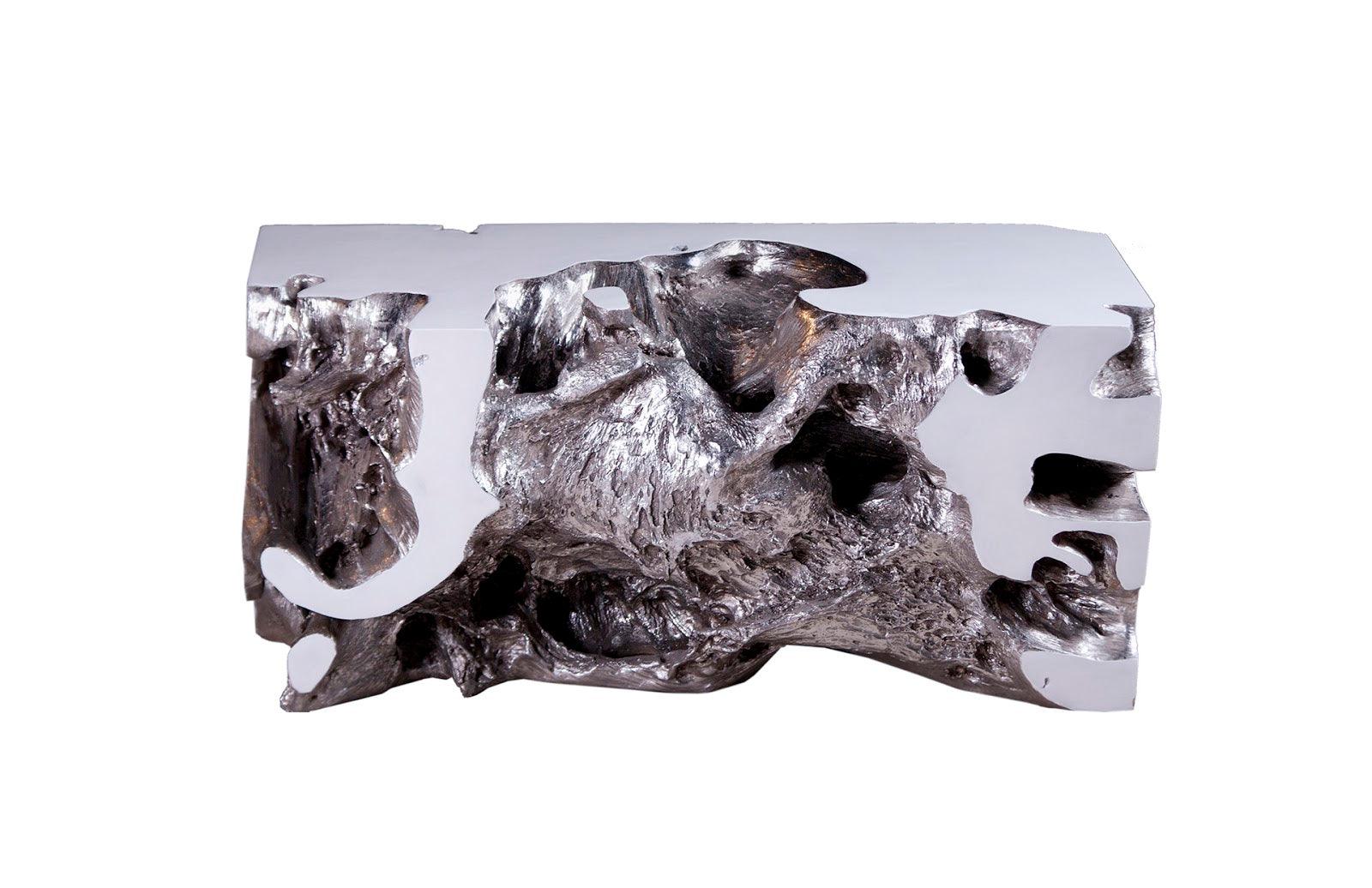 Freeform Bench, White, Silver Leaf, SM - Frankwebs