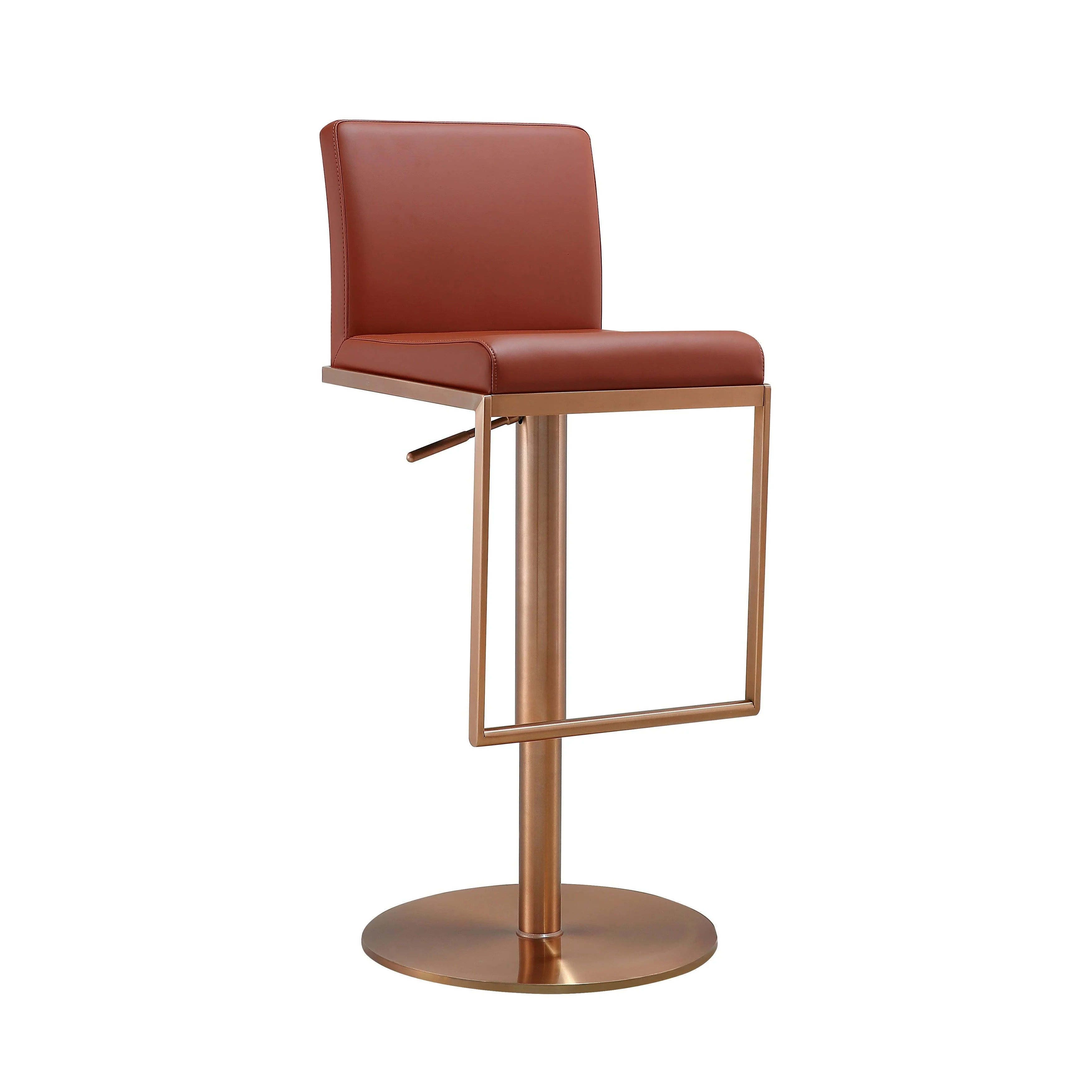 Sentinel Saddle Brown and Rose Gold Adjustable Stool - Frankwebs