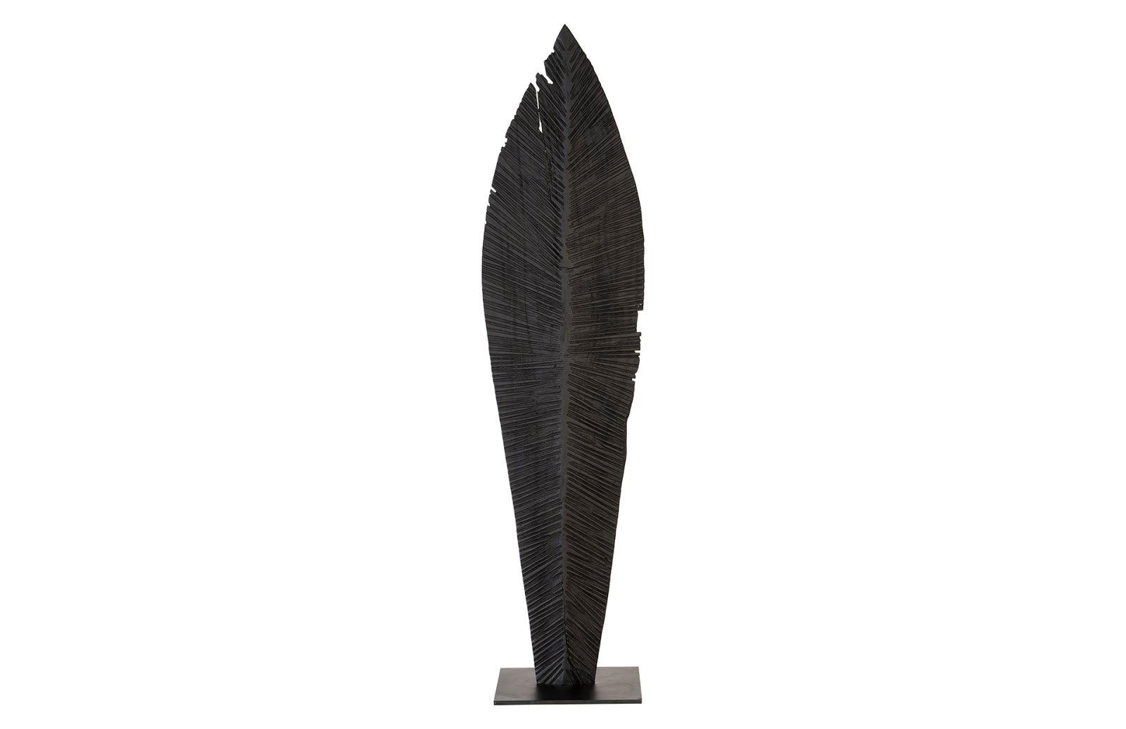 Carved Leaf on Stand, Burnt, LG - Frankwebs
