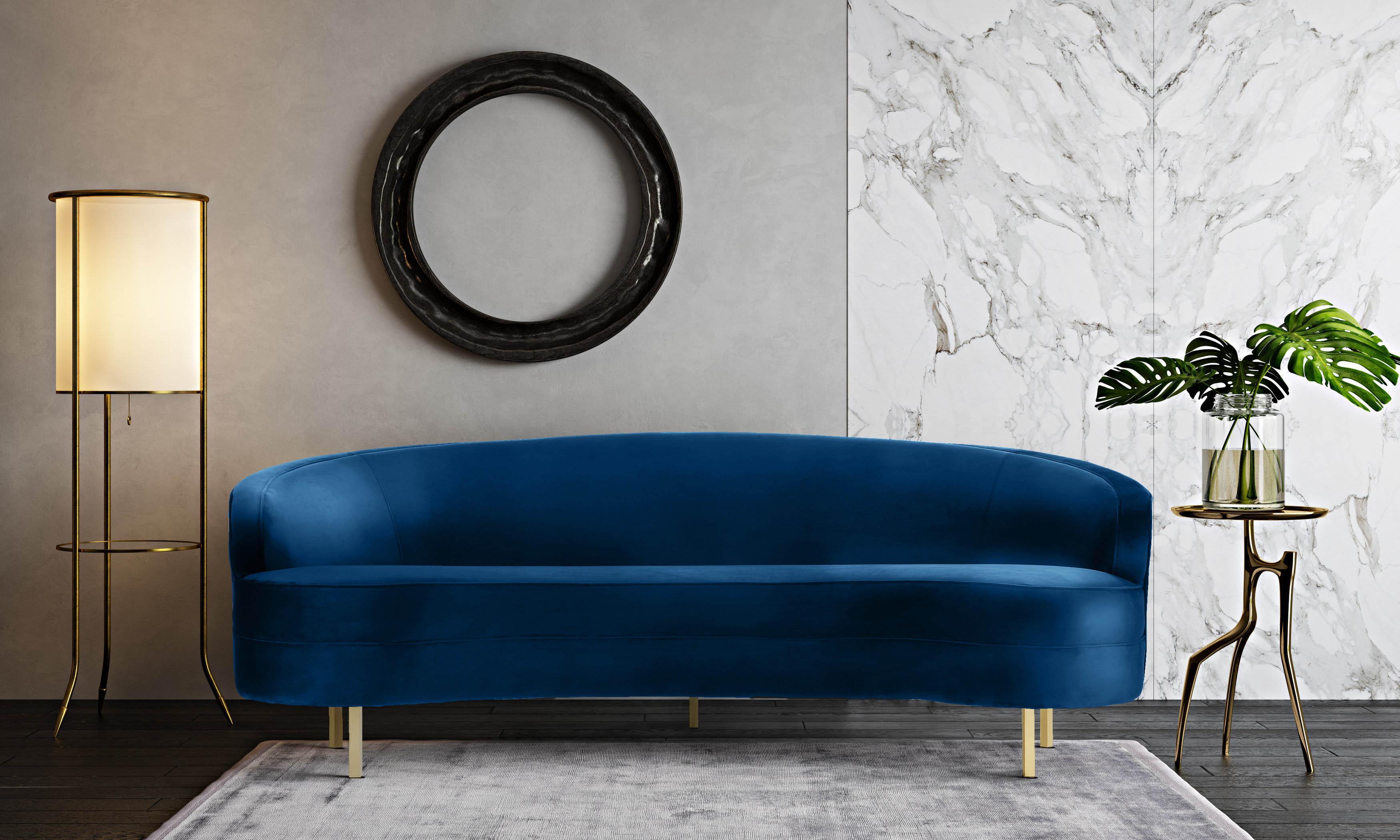Baila Navy Velvet Sofa - Frankwebs