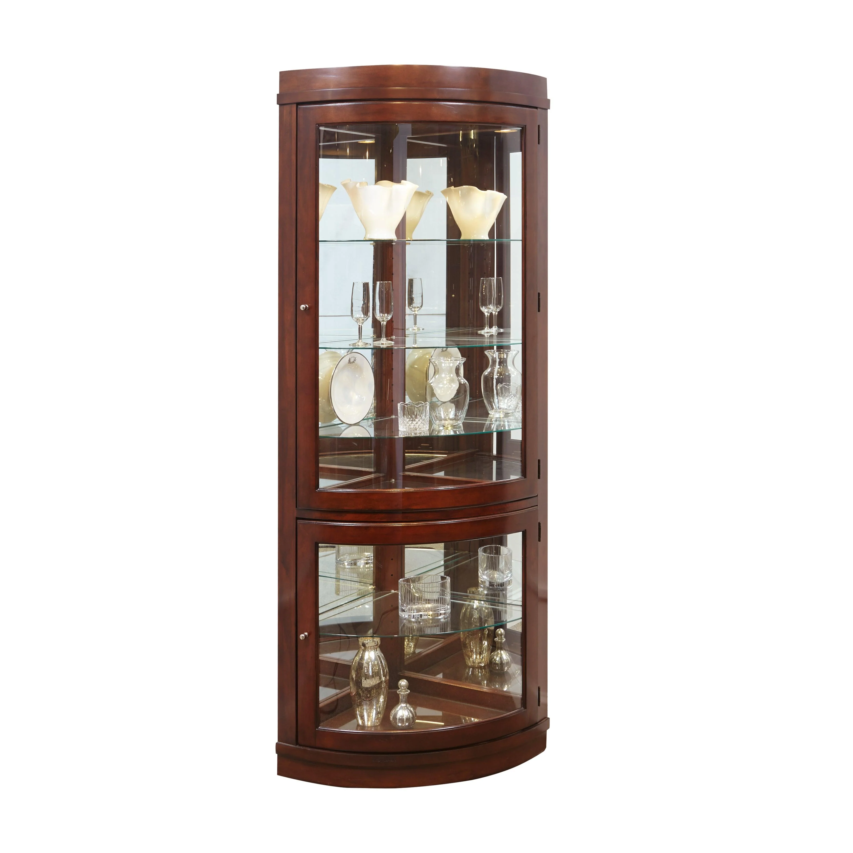 Curved  5 Shelf Corner Curio Cabinet - Frankwebs
