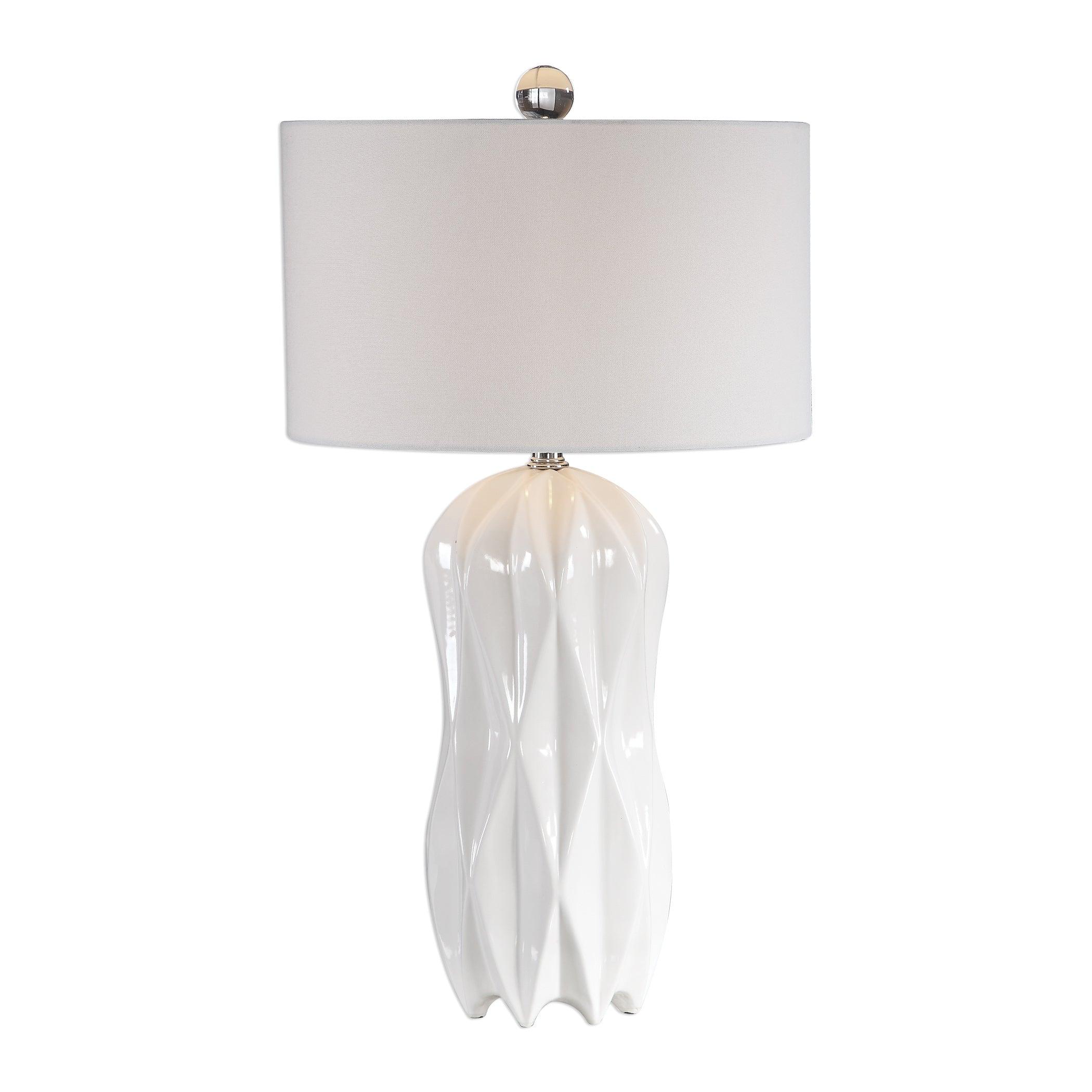 MALENA GLOSSY WHITE TABLE LAMP - Frankwebs