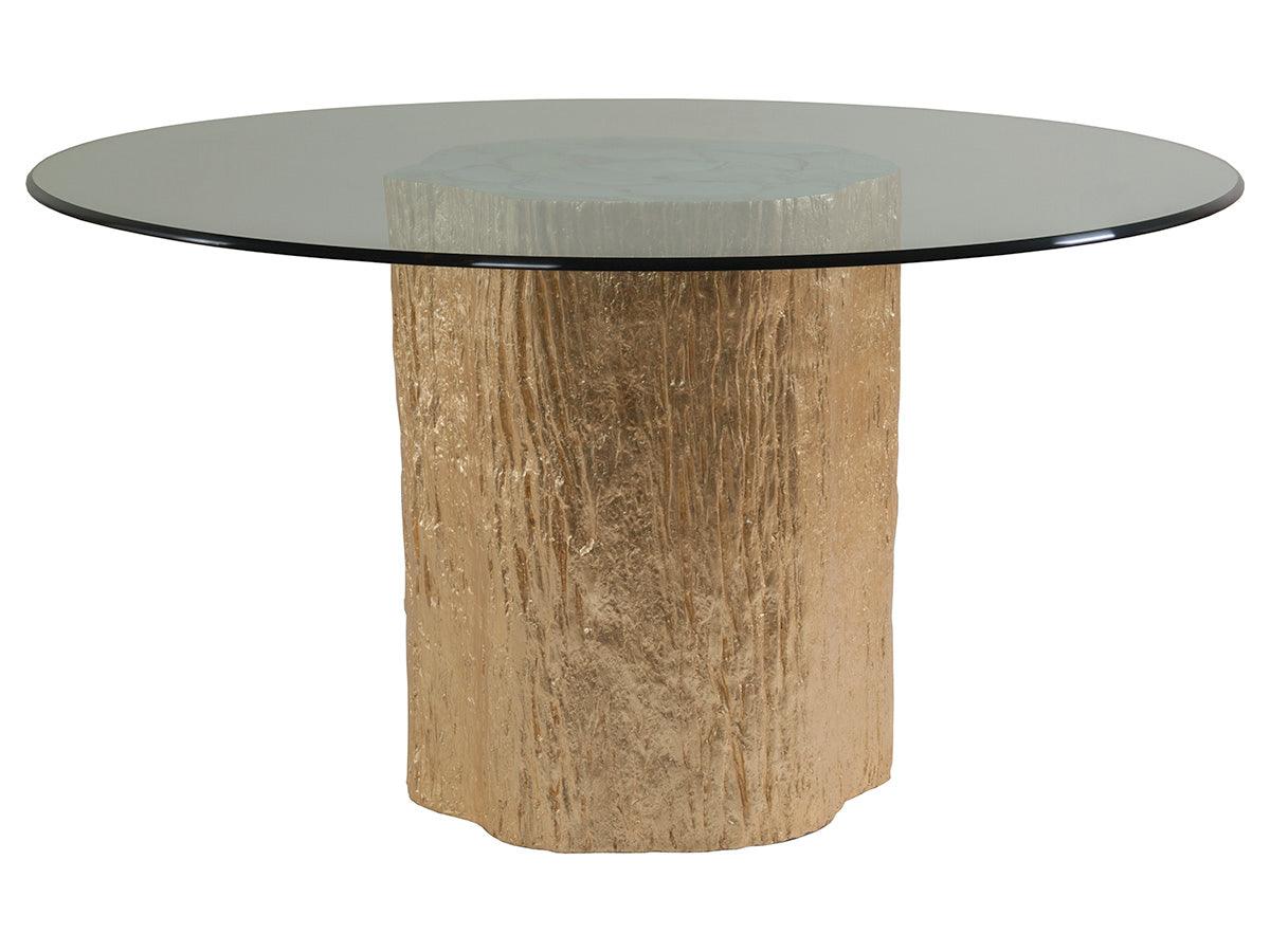 Signature Designs Trunk Segment Round Dining Table With Glass Top-Gold Leaf - Frankwebs