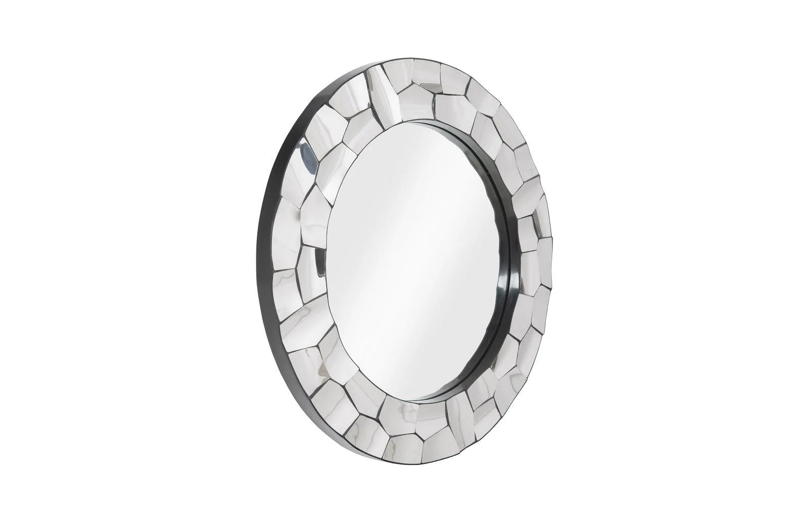 Crazy Cut Mirror, Round, Stainless Steel - Frankwebs