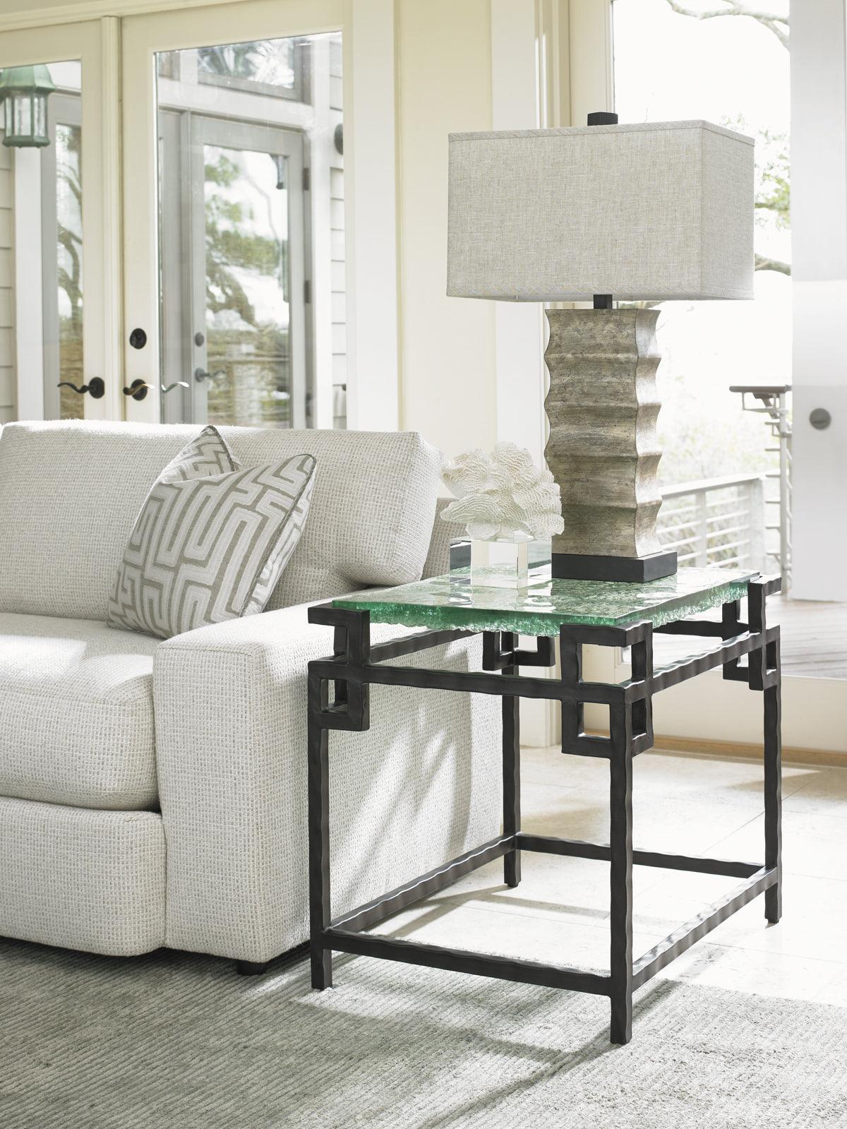 Island Fusion Hermes Reef Glass Top End Table - Frankwebs