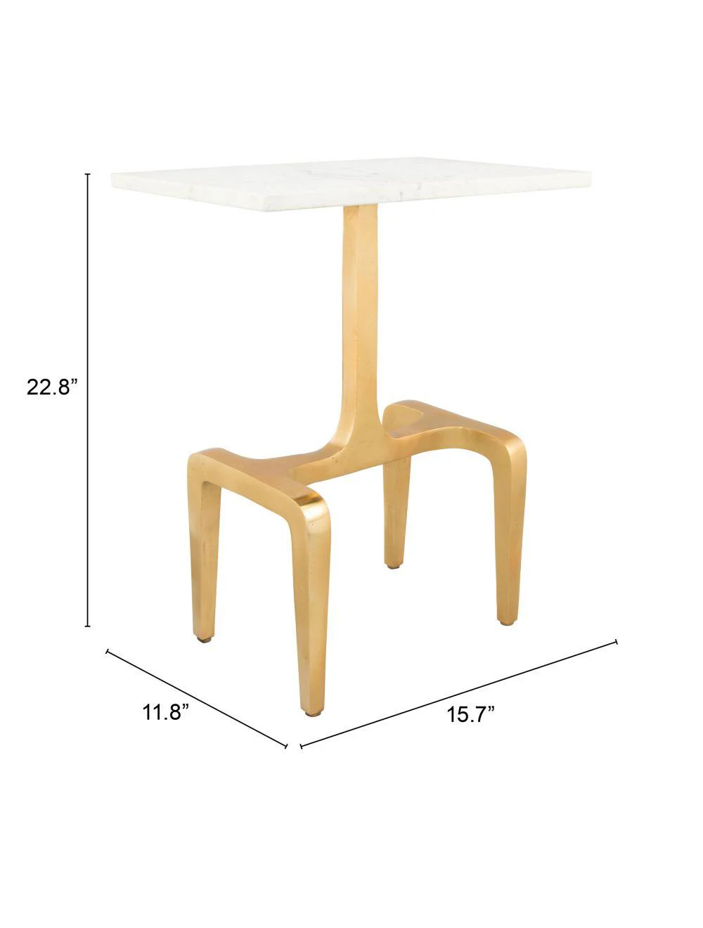 Clement Marble Side Table White & Gold - Frankwebs