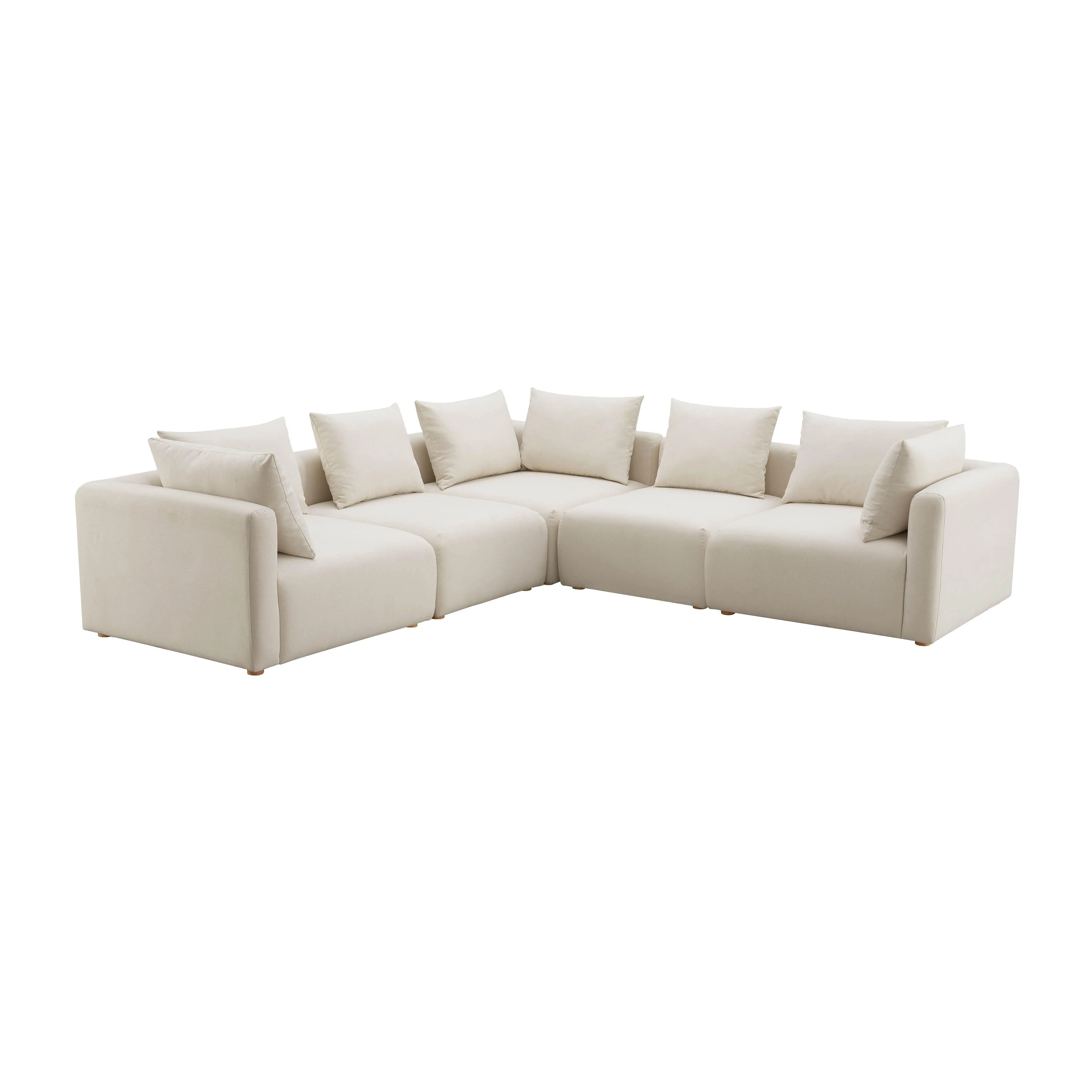 Hangover Cream Linen 5-Piece Modular L-Sectional - Frankwebs