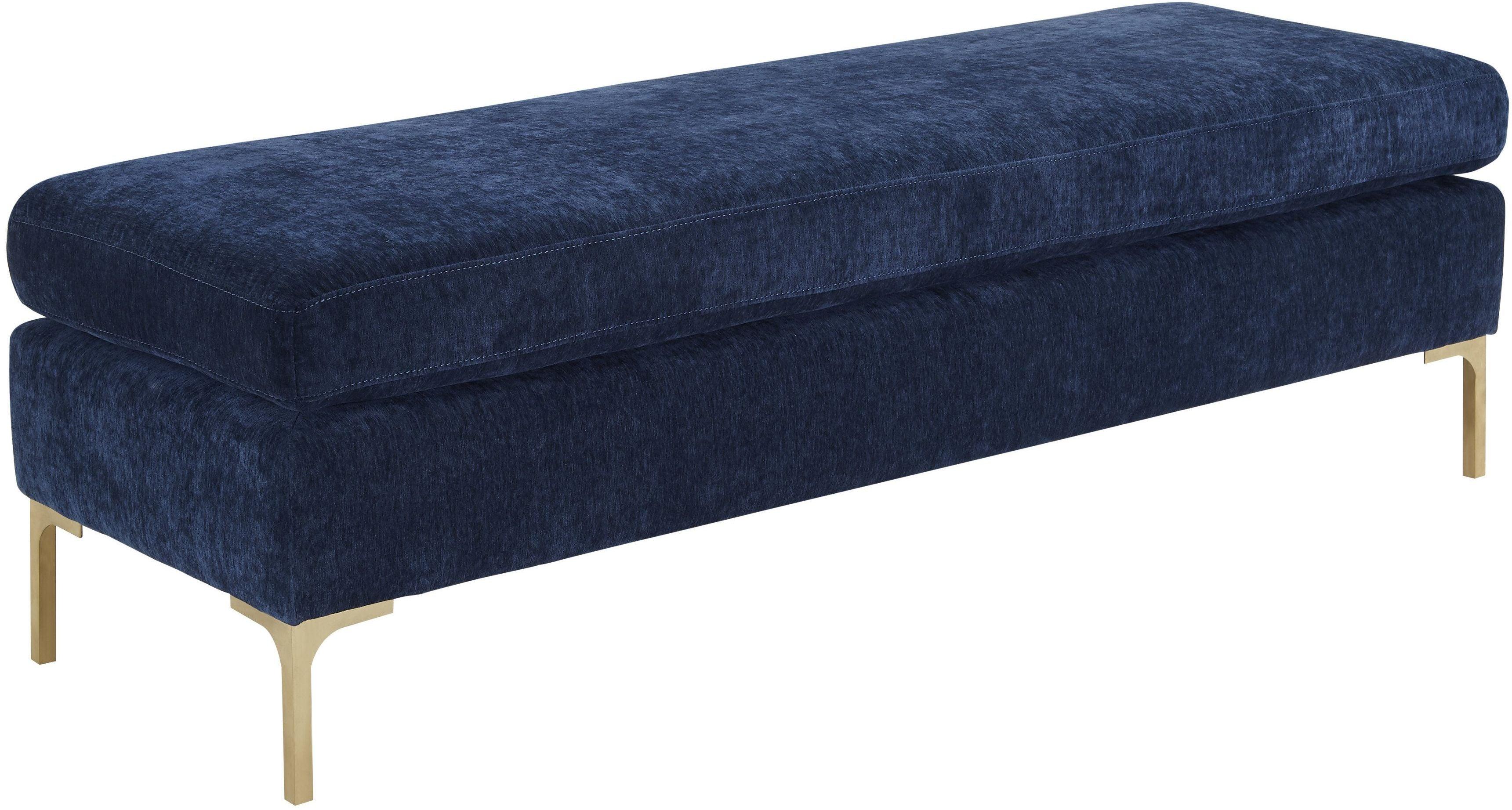 Delilah Navy Textured Velvet Bench - Frankwebs