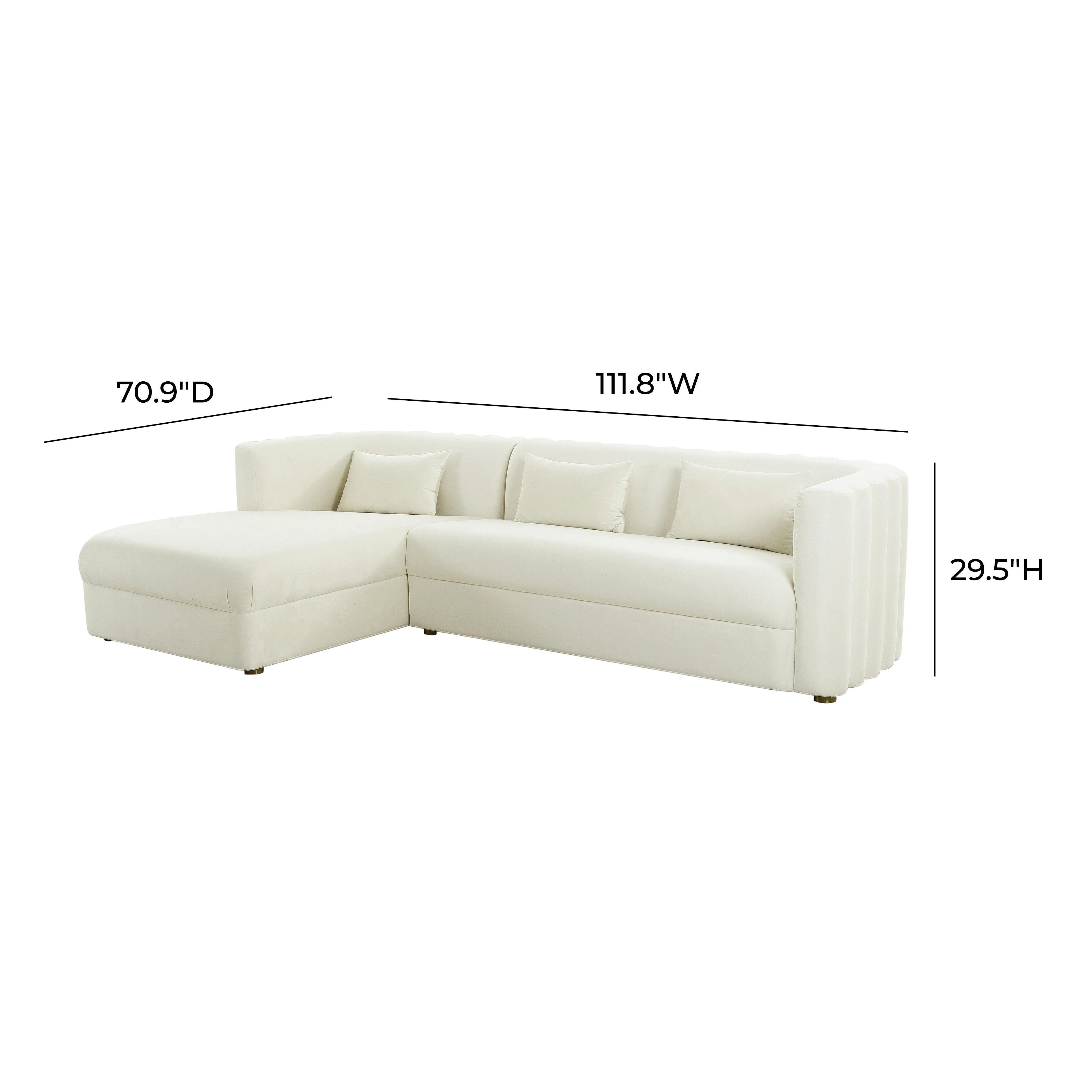 Callie Cream Velvet Sectional - LAF - Frankwebs
