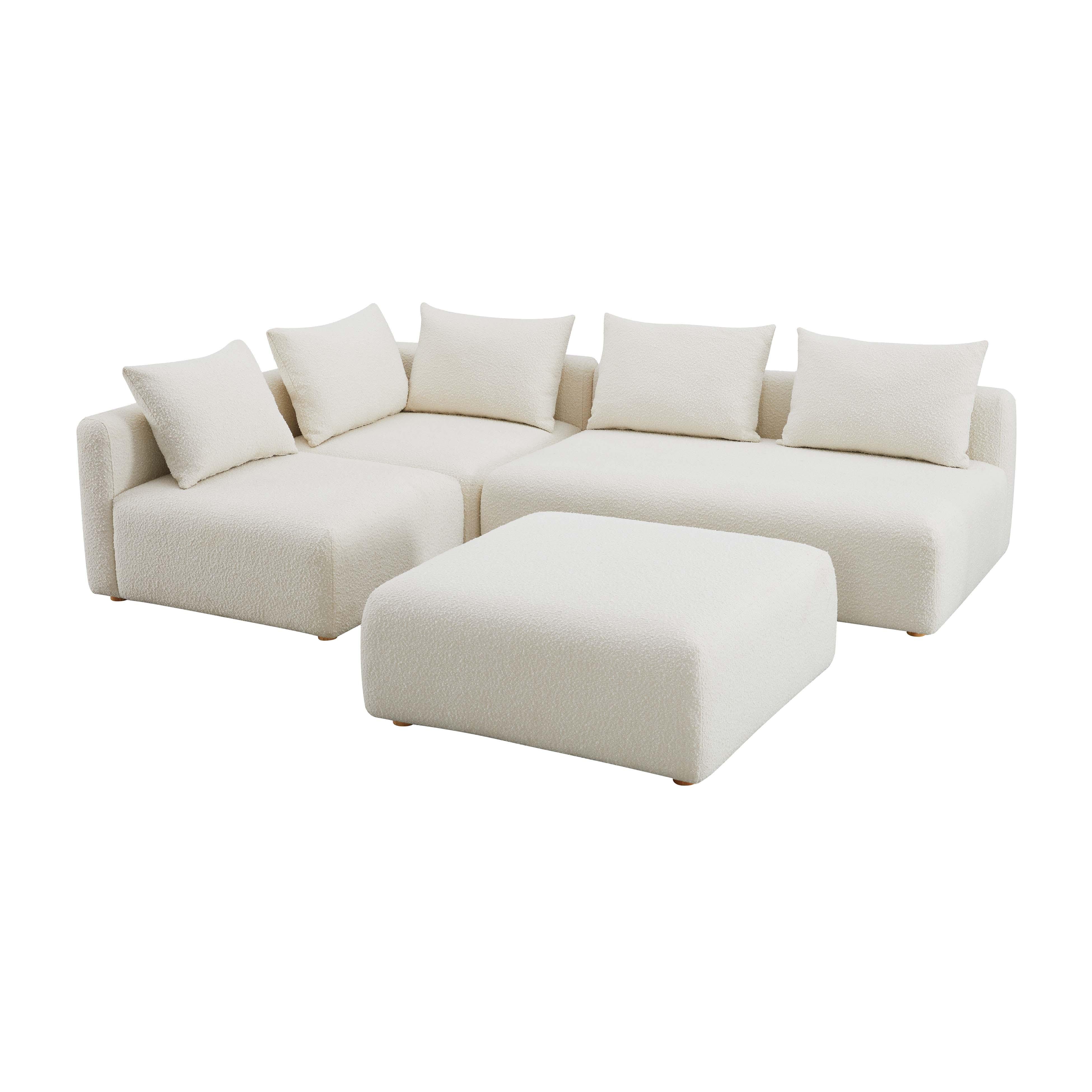 Hangover Cream Boucle 4-Piece Modular Chaise Sectional - Frankwebs