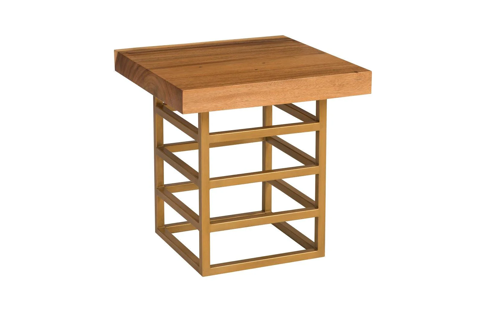 Ladder Side Table, Suar Wood, Natural/Brass Finish - Frankwebs