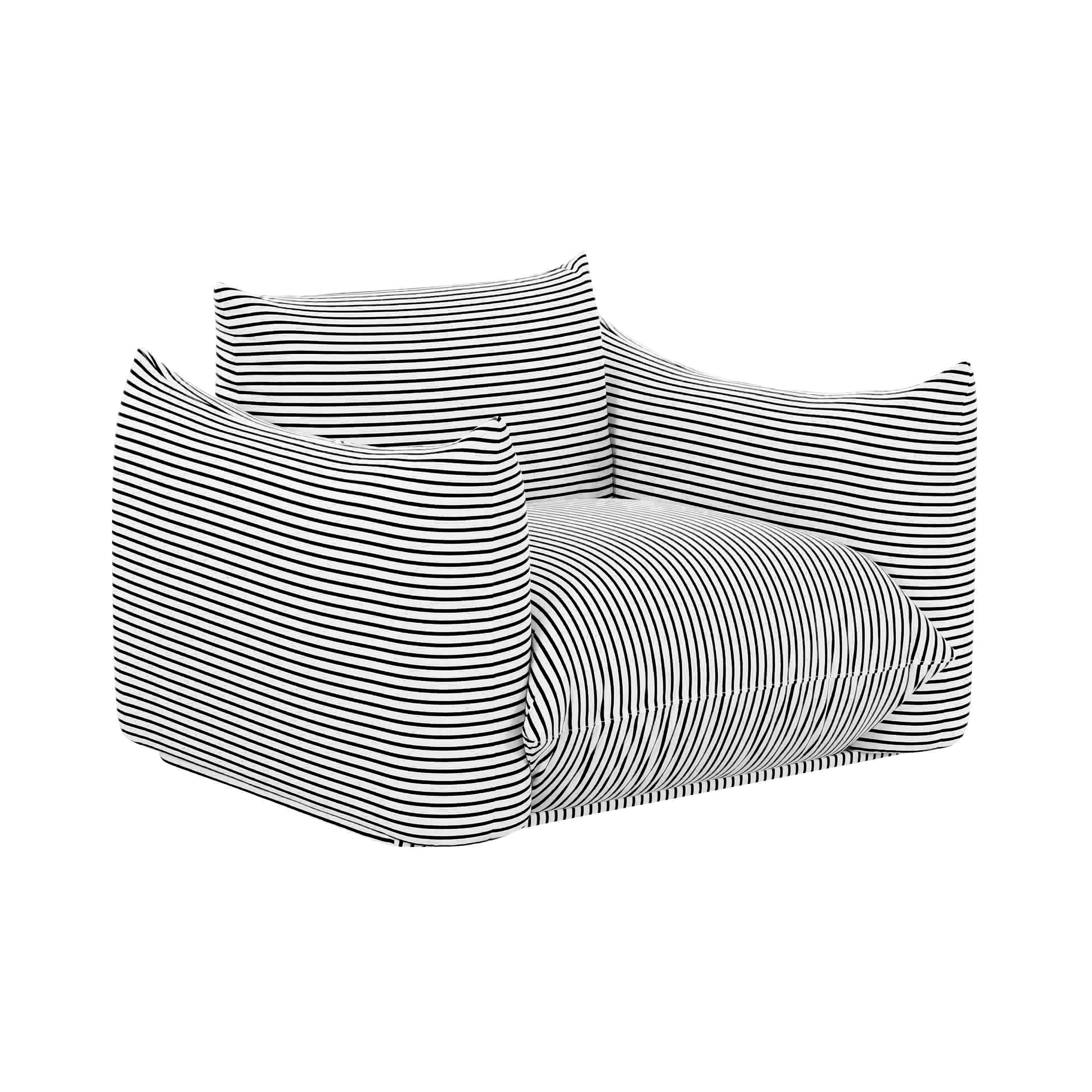 Saint Tropez Pearl and Black Striped Stuffed Outdoor Armchair - Frankwebs