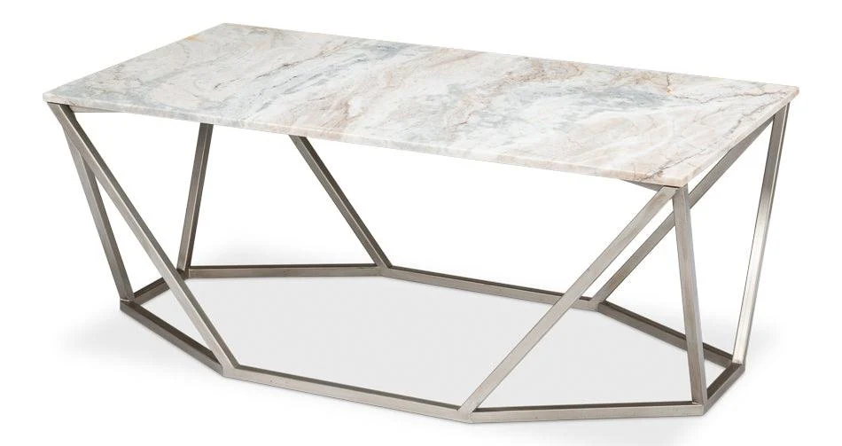 Trapezoid Coffee Table - Marble Top - Frankwebs