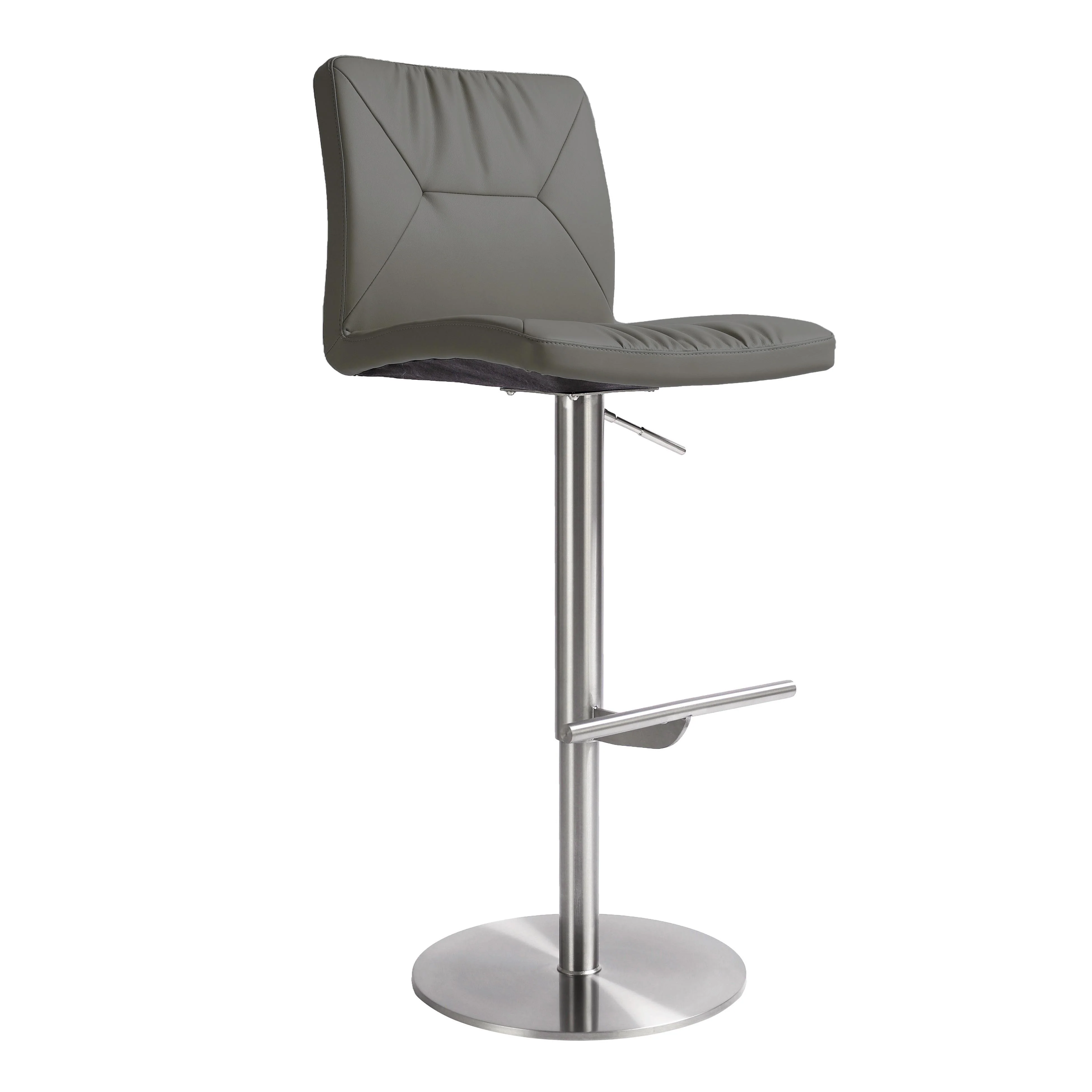 Paddy Dark Grey Vegan Leather on Silver Adjustable Stool - Frankwebs