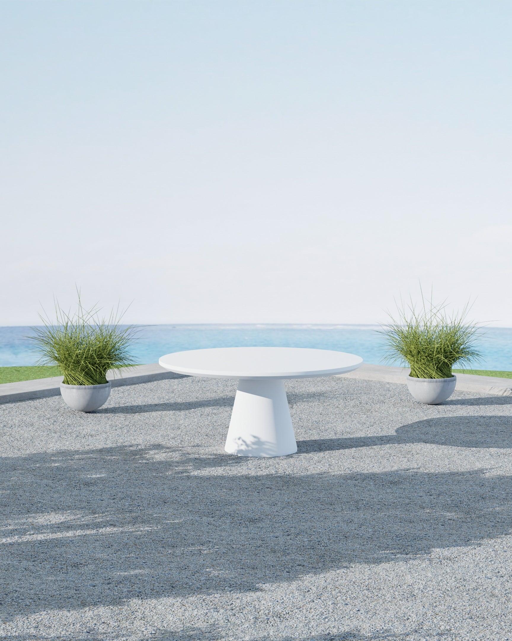 Pedestal Dining Table, Bone Finish - Frankwebs