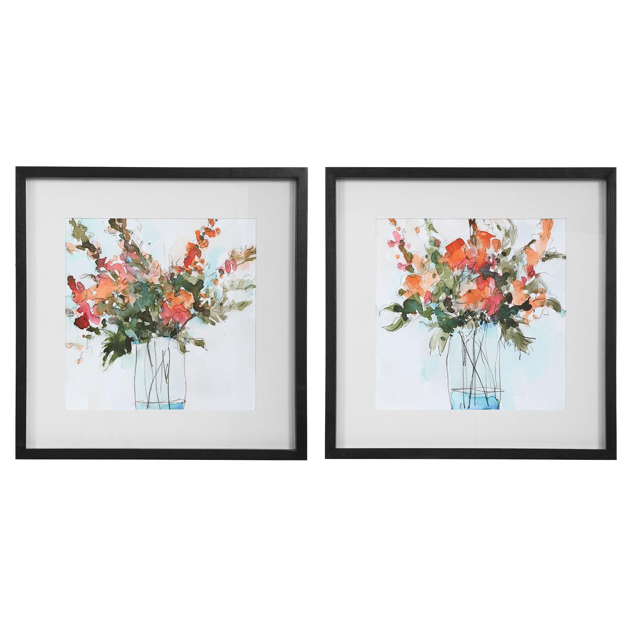 FRESH FLOWERS WATERCOLOR PRINTS, SET OF 2 - Frankwebs