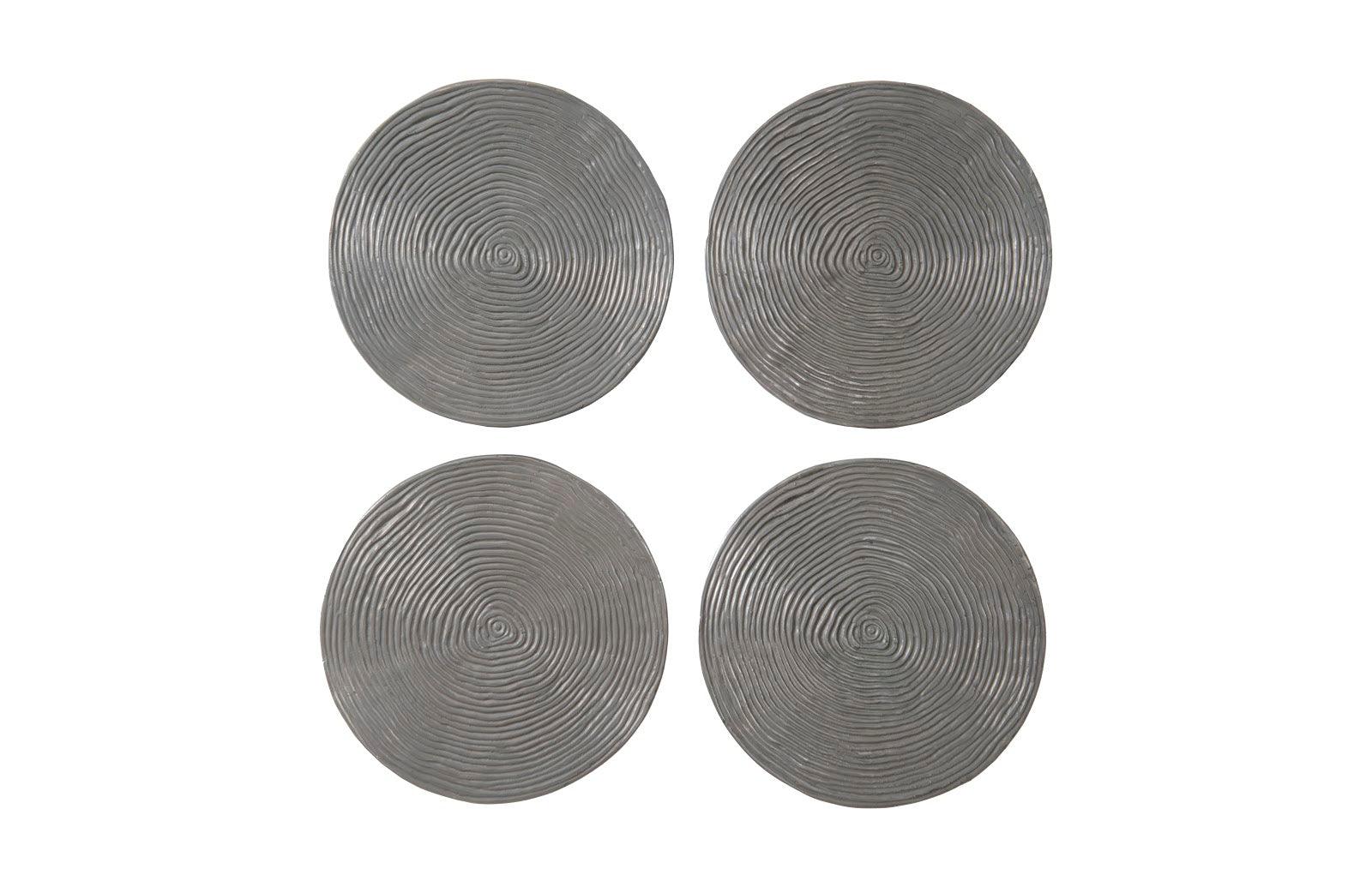 Ripple Wall Disk, Set of 4, Resin, LG, Polished Aluminum - Frankwebs