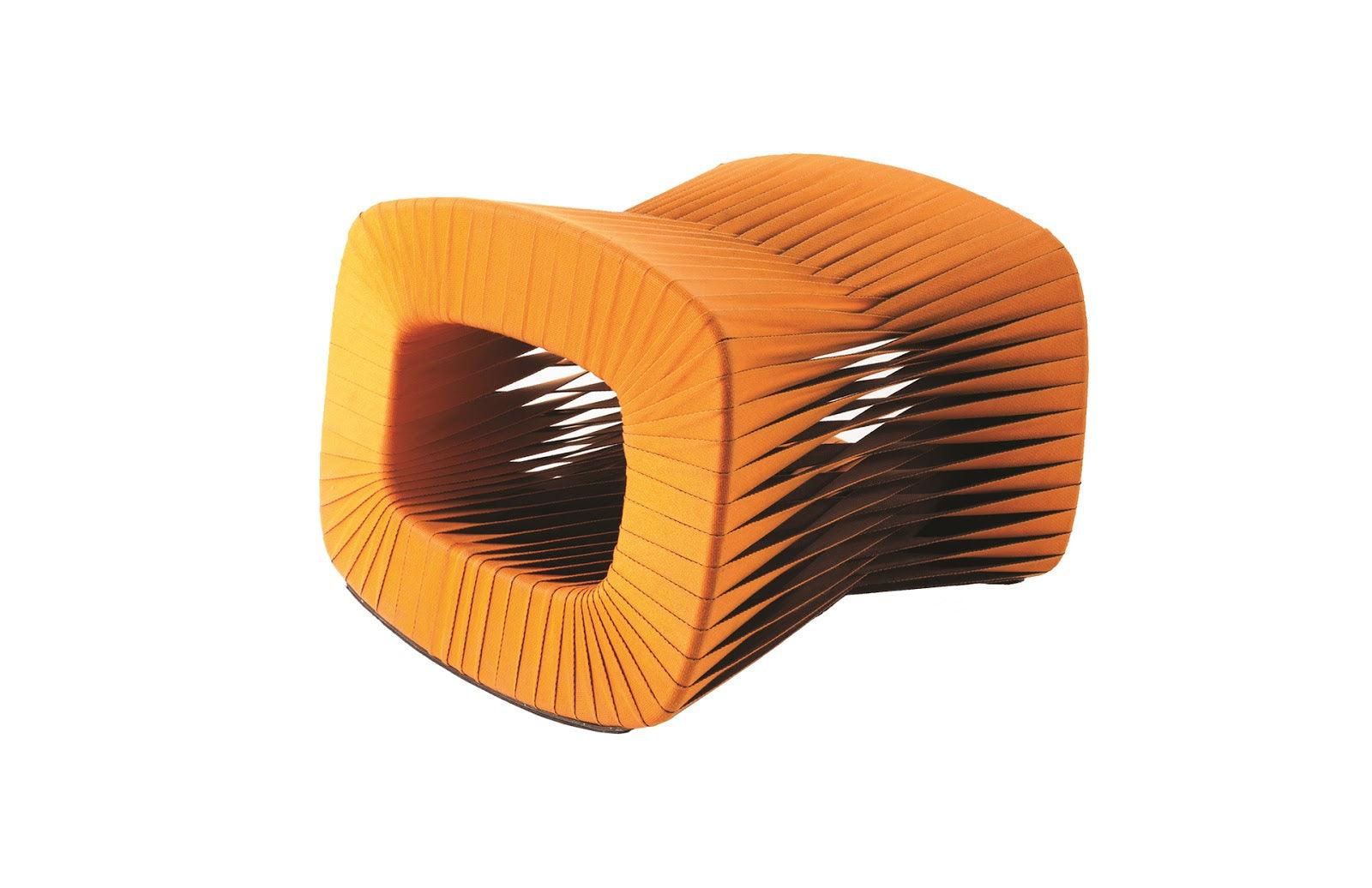Seat Belt Ottoman, Orange - Frankwebs