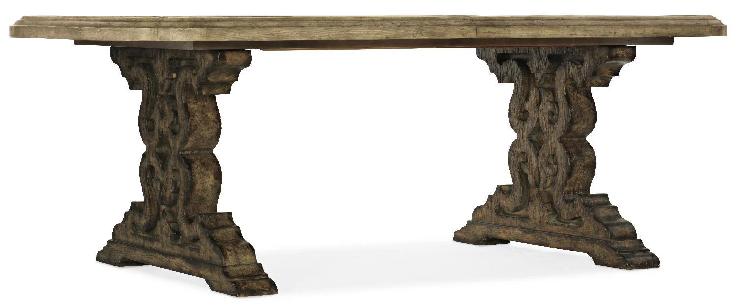 La Grange Le Vieux 86in Double Pedestal Table with2-18in Leaves - Frankwebs