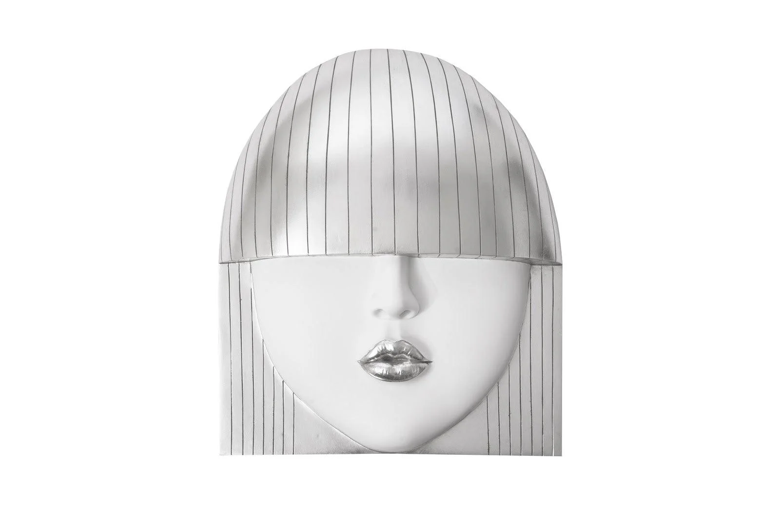 Fashion Faces Wall Art, Large, Kiss, White and Silver Leaf - Frankwebs