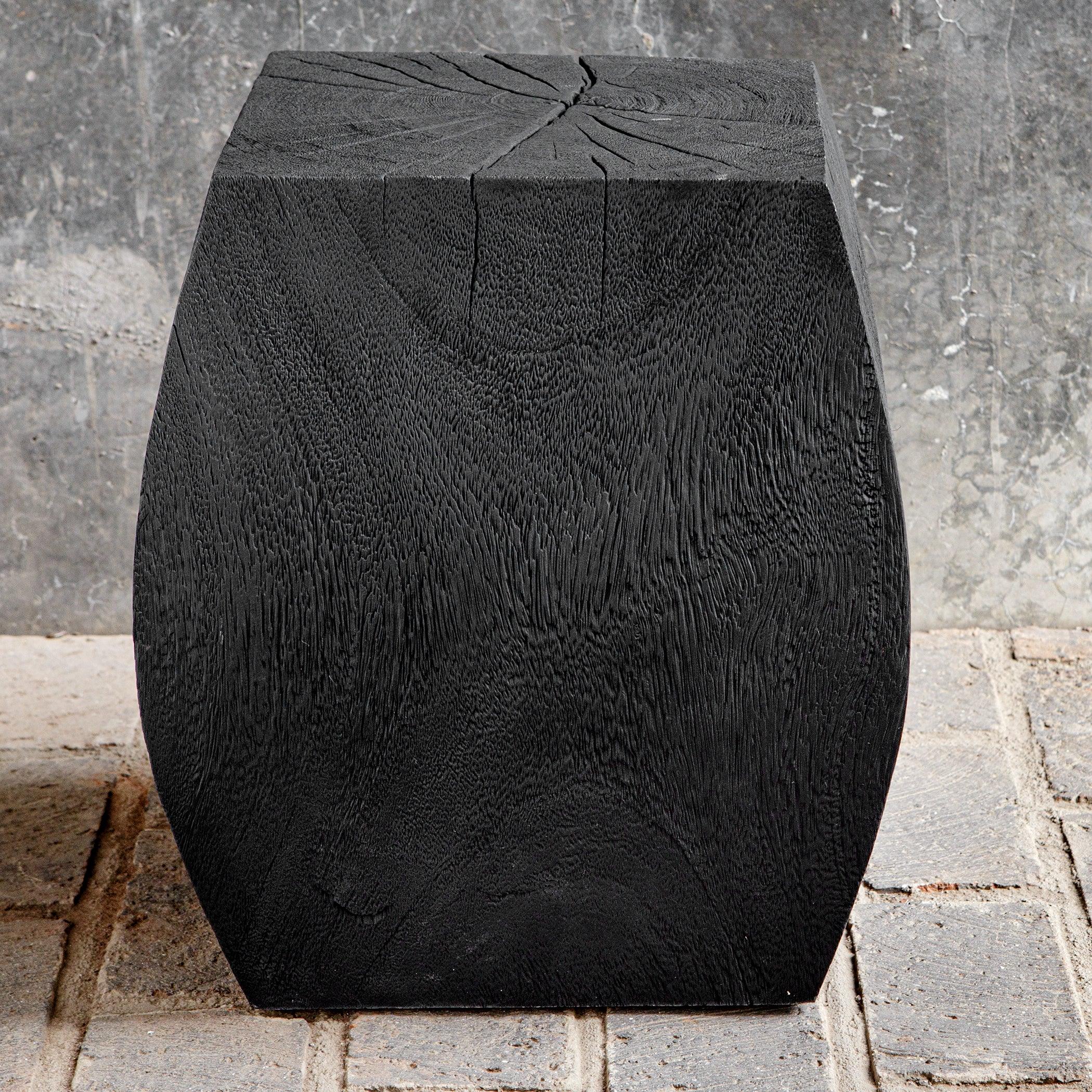 Grove Black Wooden Accent Stool - Frankwebs