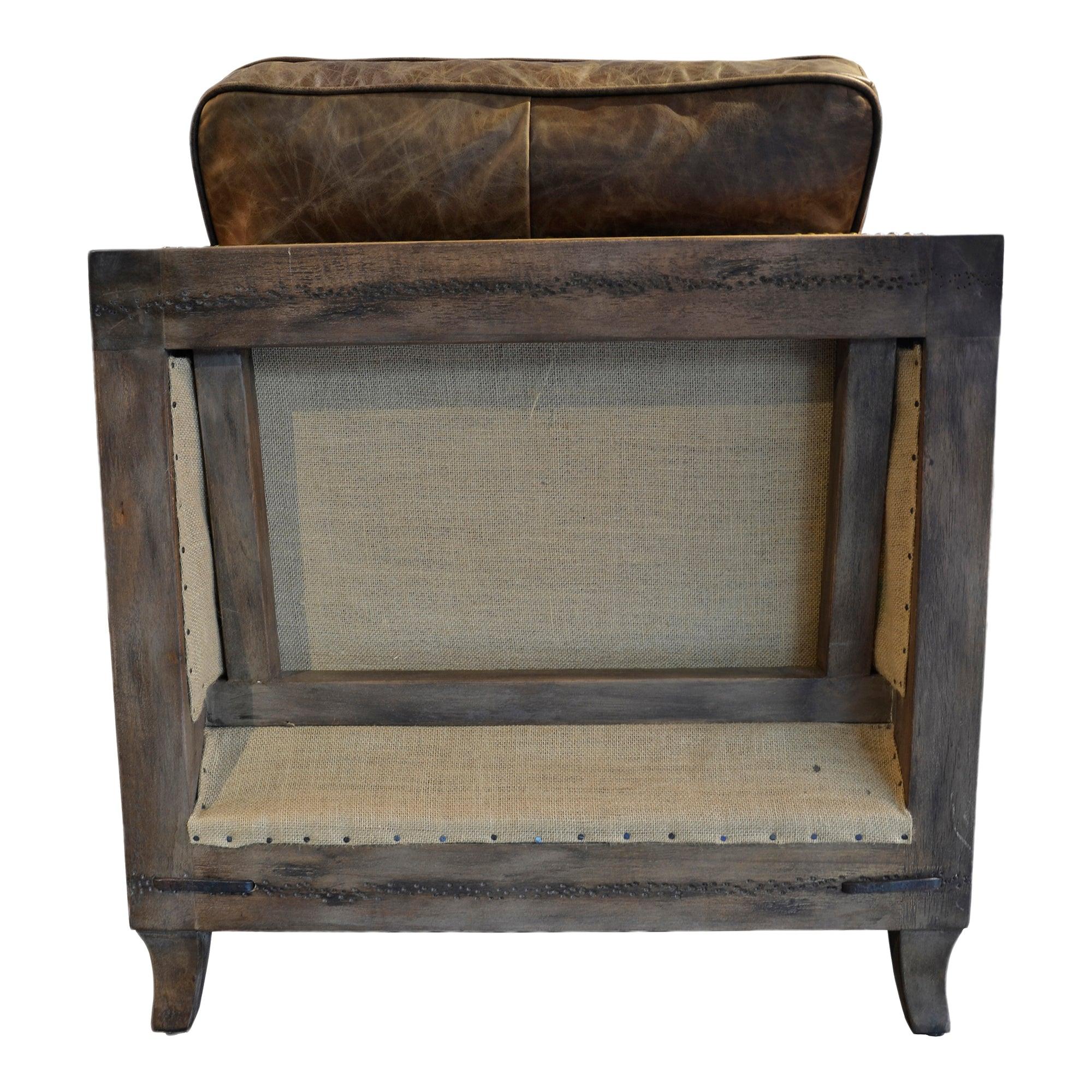 Darlington Club Chair Grazed Brown Leather - Frankwebs