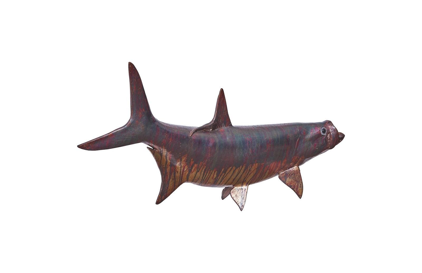 Tarpon Fish Wall Sculpture, Resin, Copper Patina Finish - Frankwebs