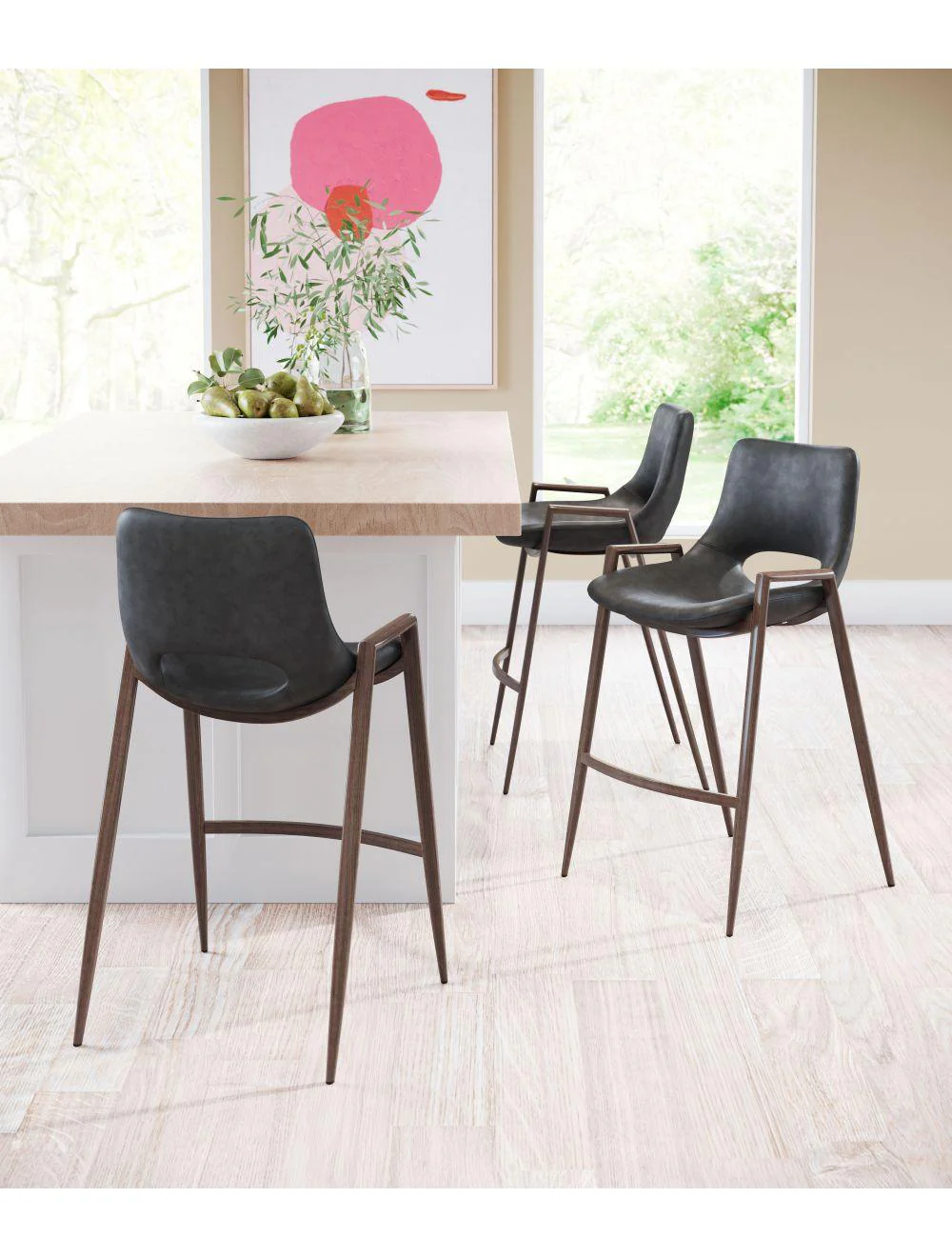 Desi Counter Chair (Set of 2) Black & Walnut - Frankwebs