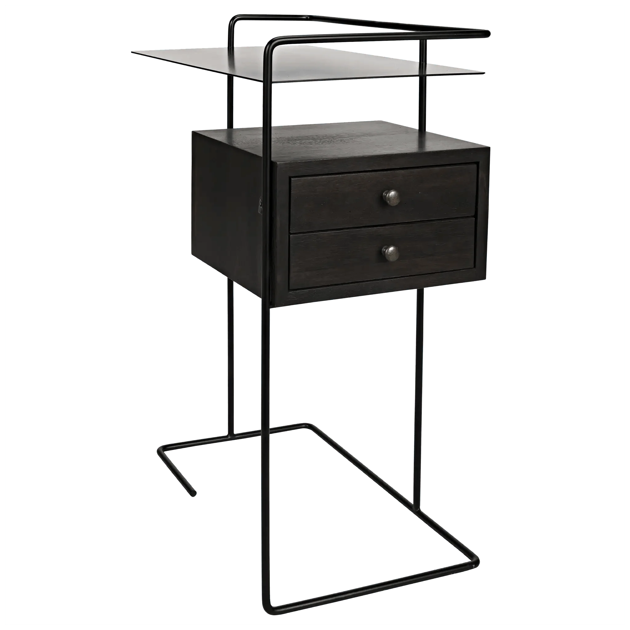 Massimo Side Table, Black Steel and Walnut - Frankwebs