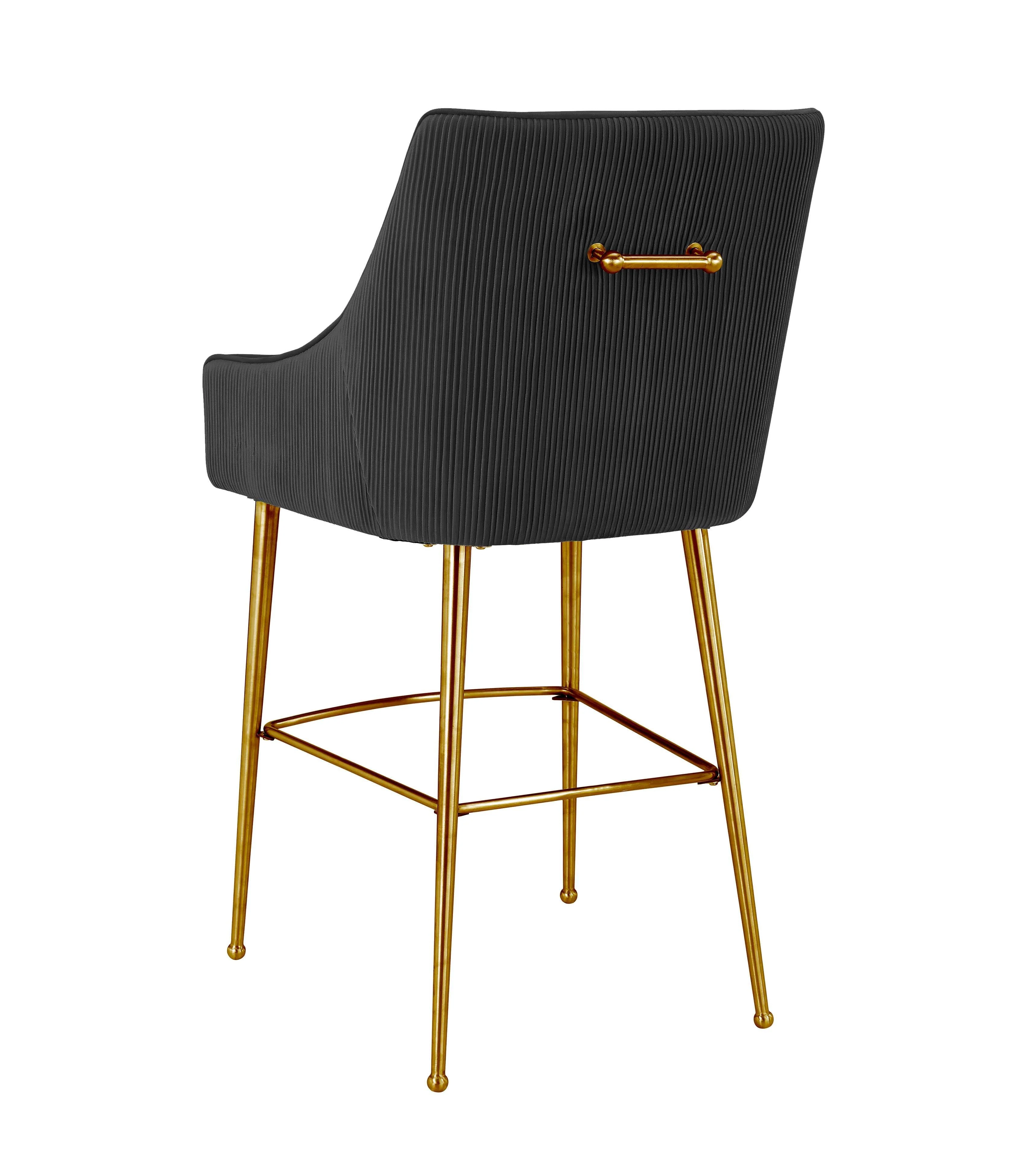 Beatrix Pleated Black Velvet Counter Stool - Frankwebs