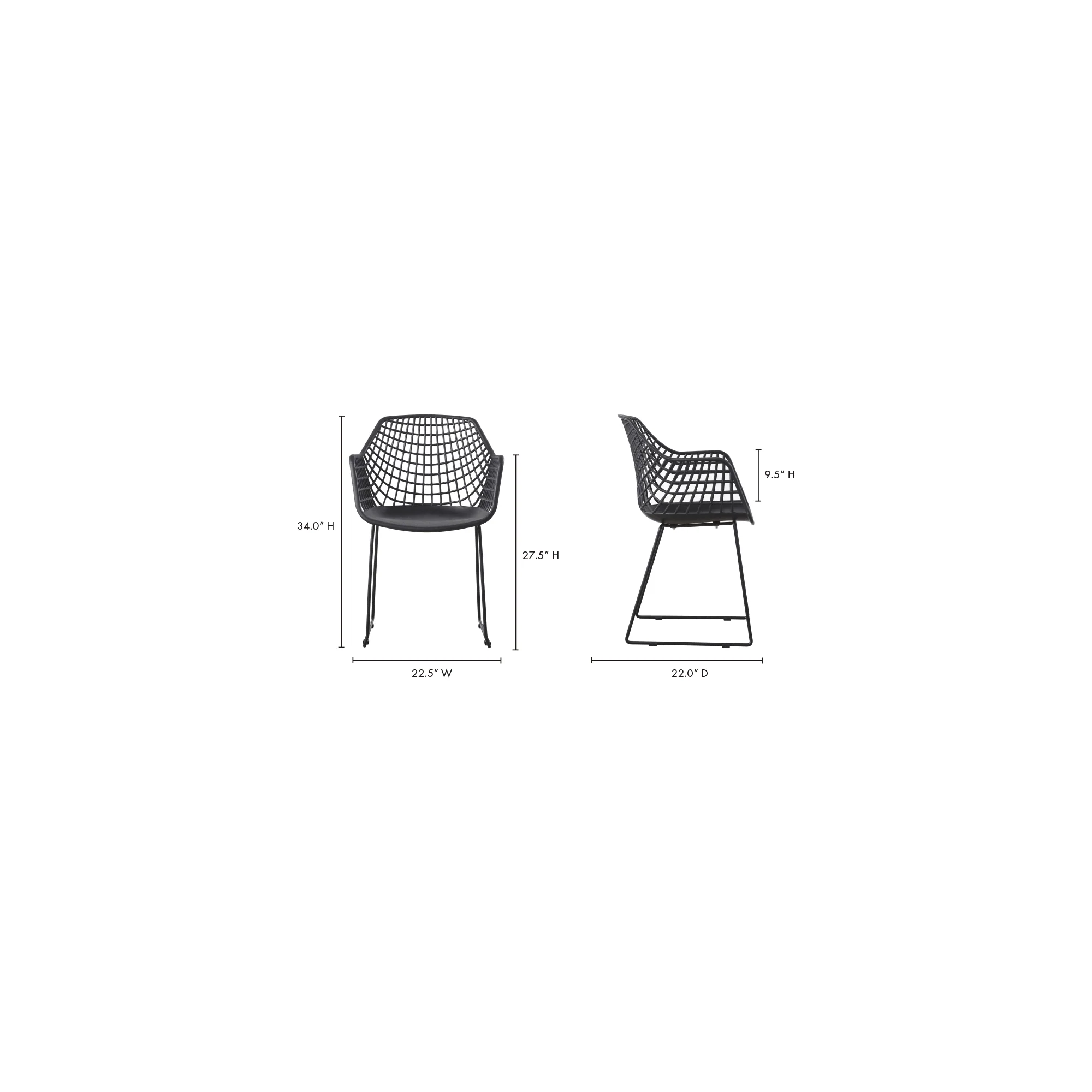 Honolulu Chair Black - Set Of Two - Frankwebs