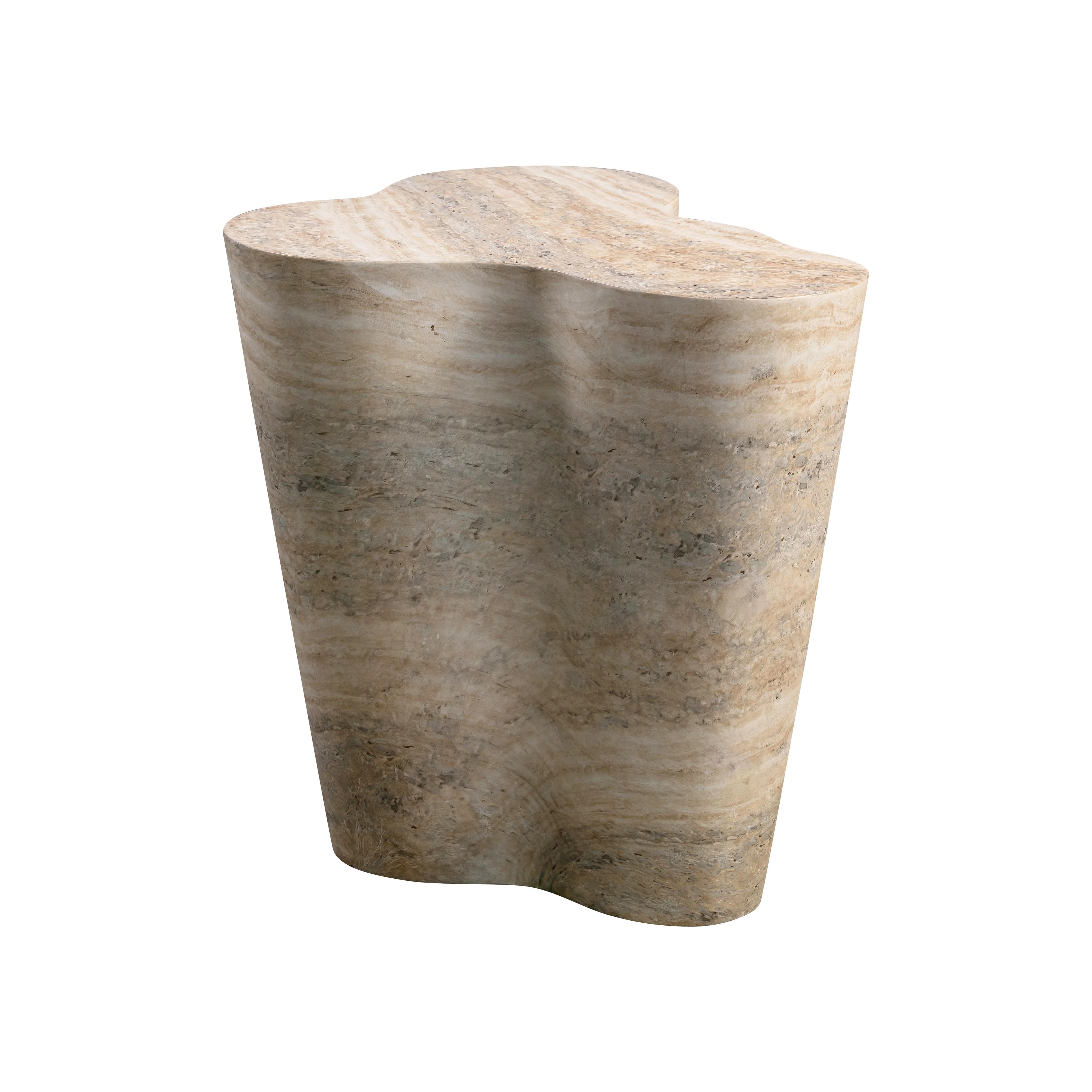 Slab Faux Travertine Tall Side Table - Frankwebs