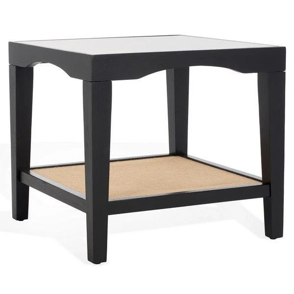 Nicolella Square Glass And Linen Accent Table - Frankwebs