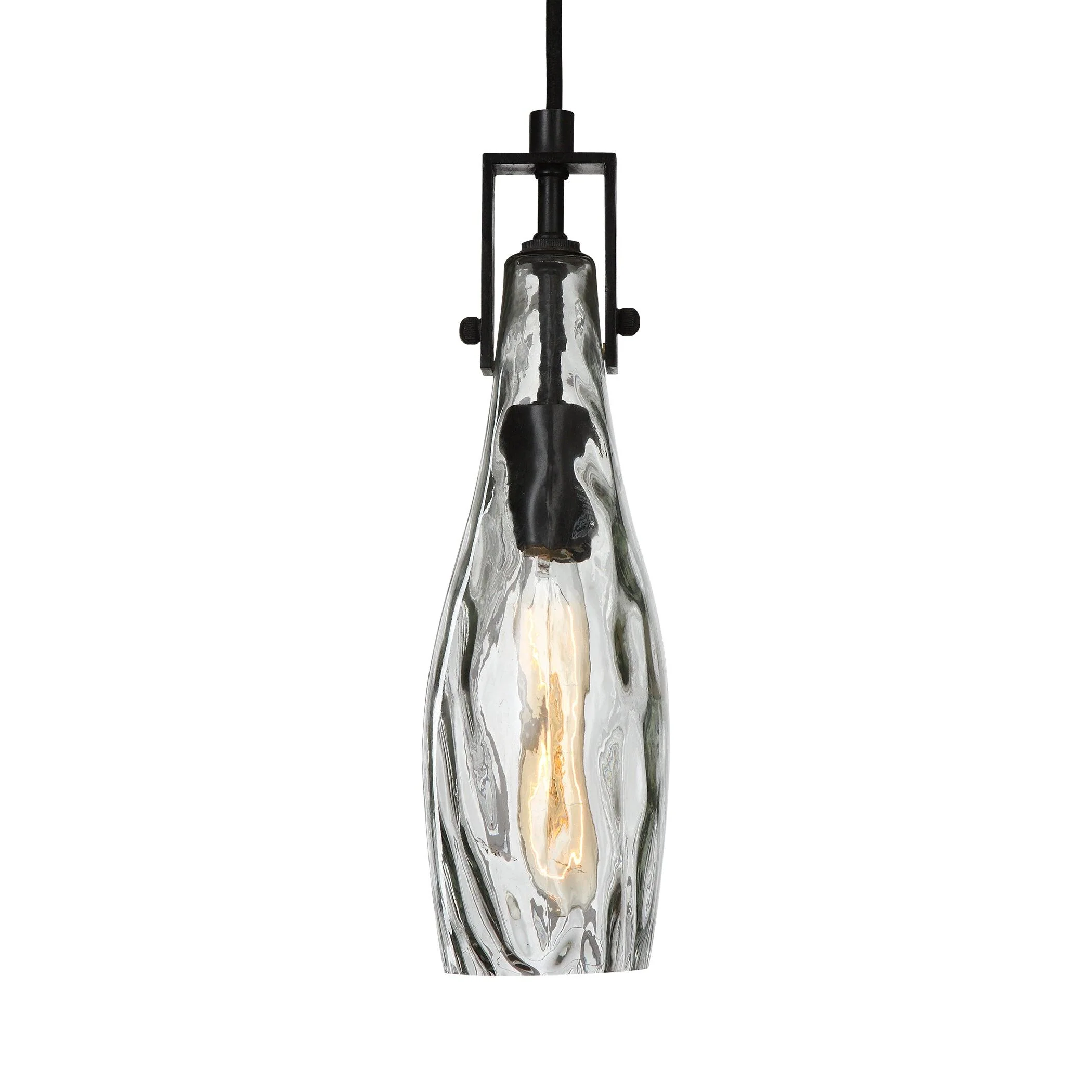 CAMPESTER 1 LIGHT WATERED GLASS MINI PENDANT - Frankwebs