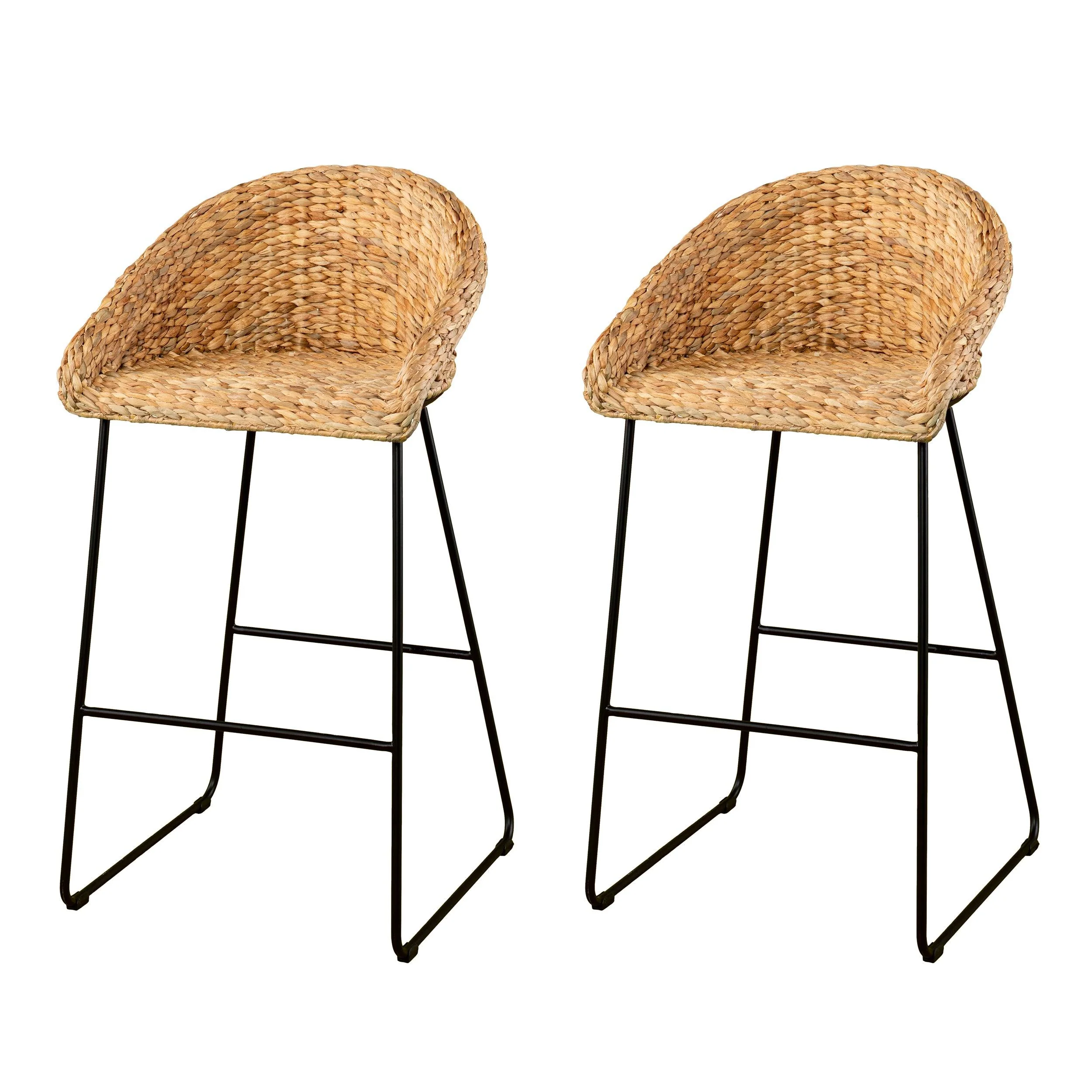 Landrine Water Hyacinth Bar Stools – 2pc Set - Frankwebs