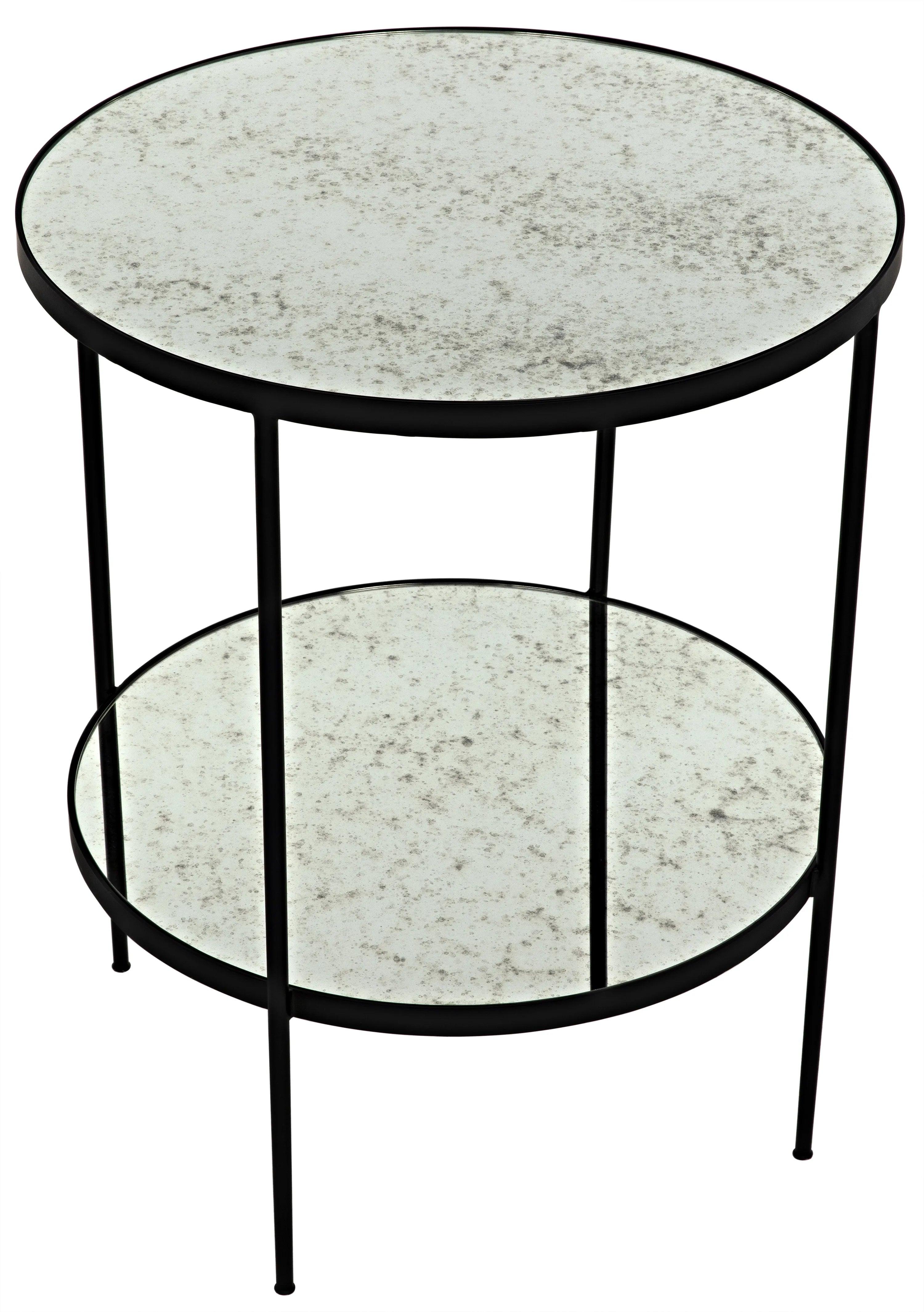 Anna Side Table, Black Steel with Antiqued Mirror - Frankwebs