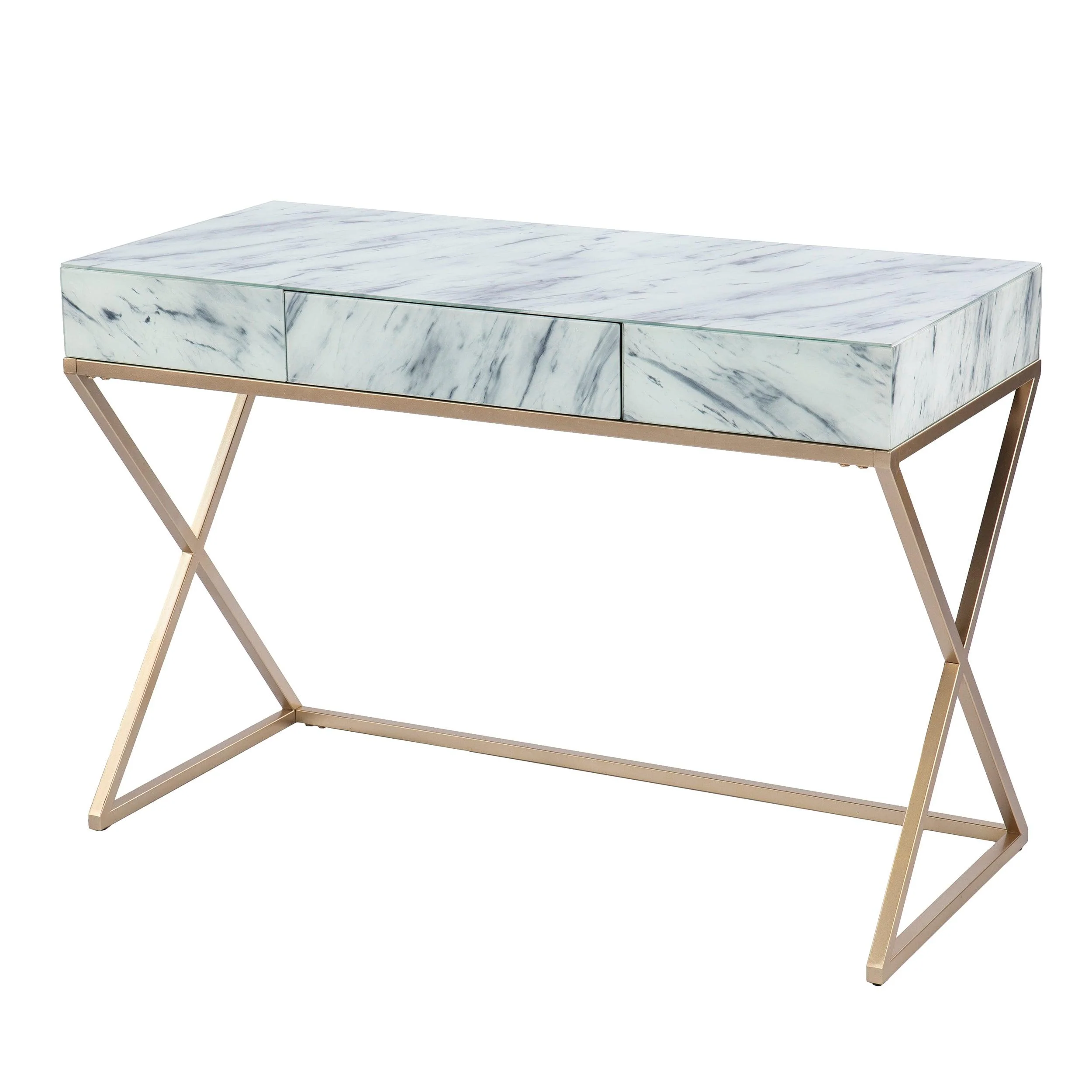 Kamblemore Faux Marble Writing Desk w/ Storage - Frankwebs