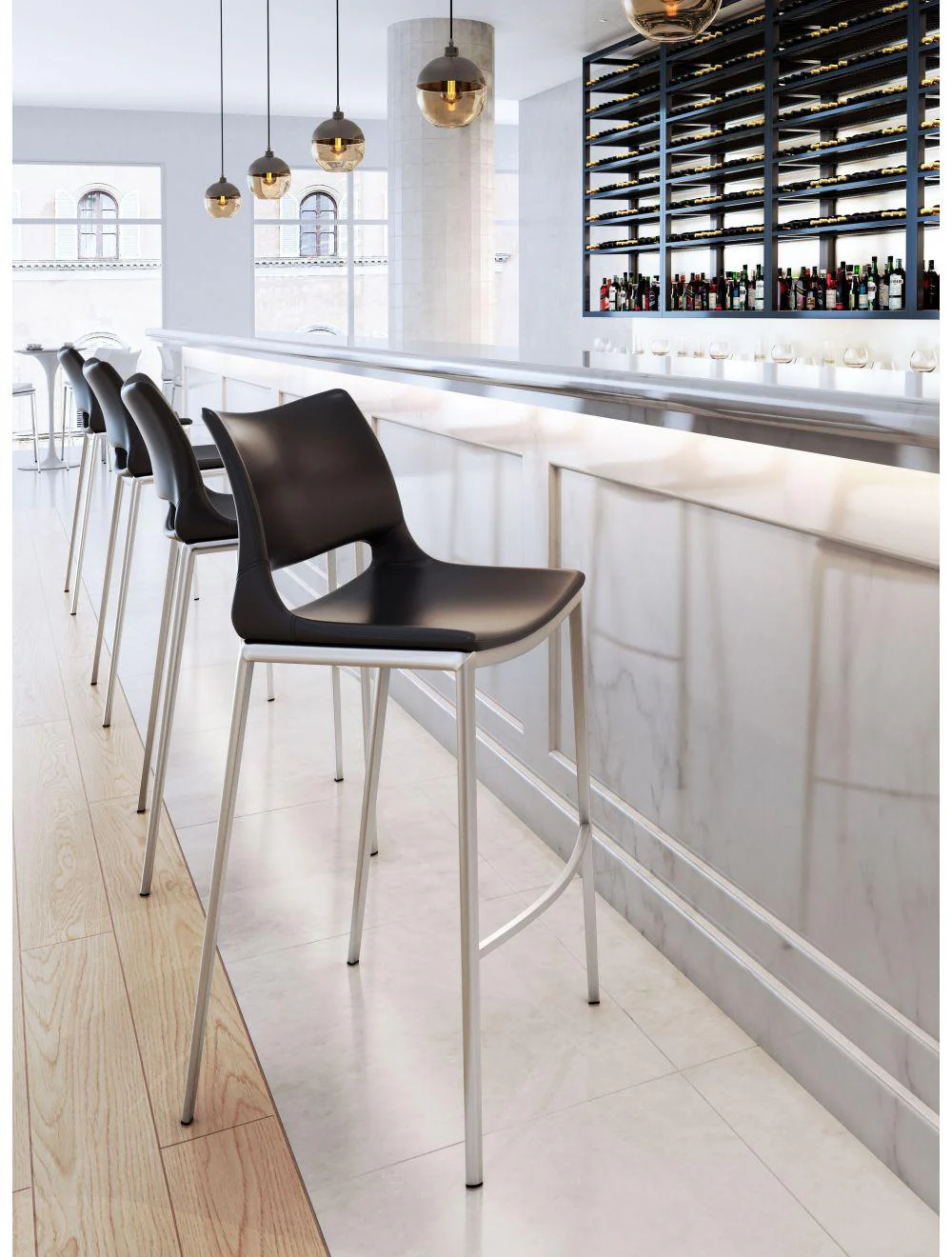 Ace Bar Chair (Set of 2) Black & Silver - Frankwebs