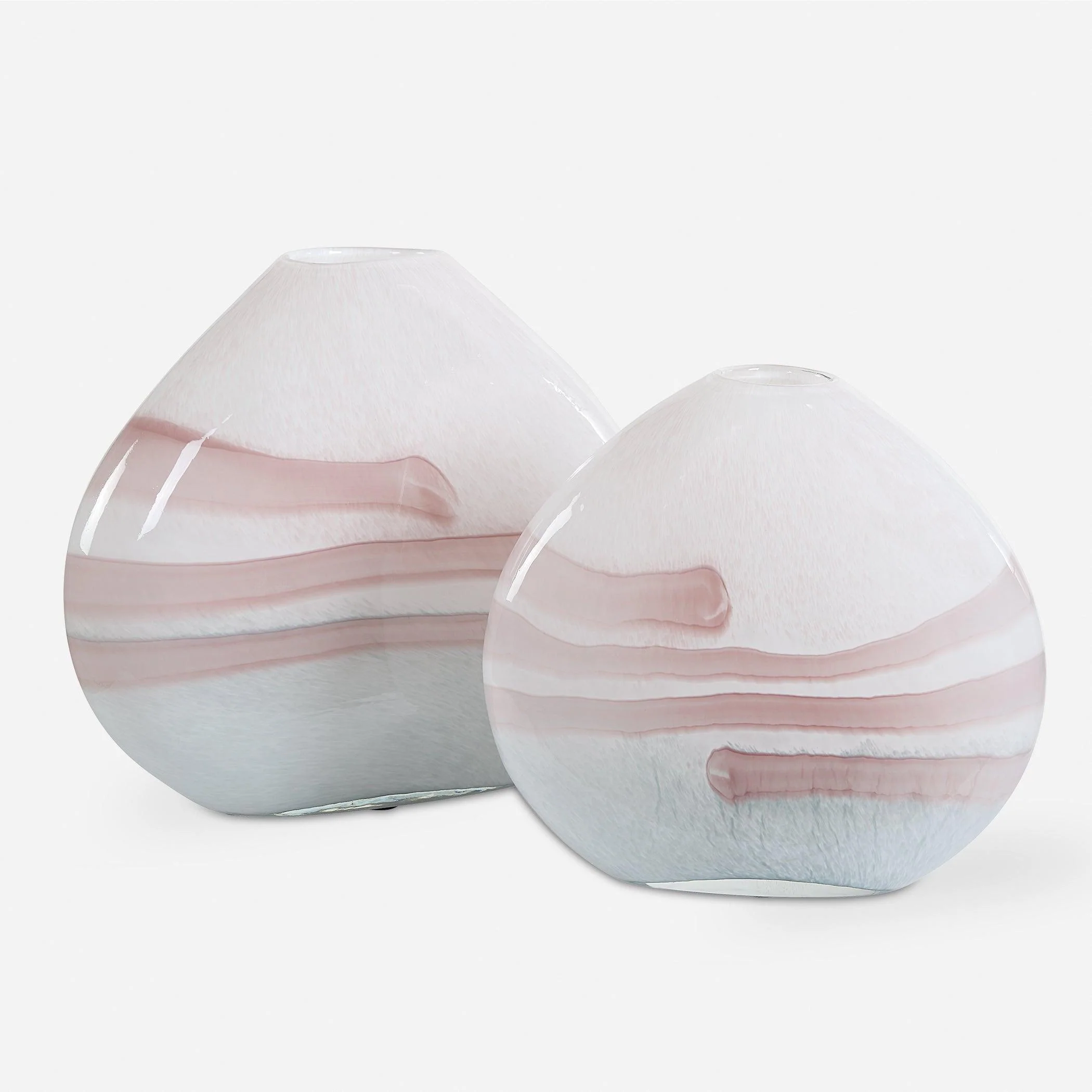 Blush Swirl Glass Vases, S/2 - Frankwebs