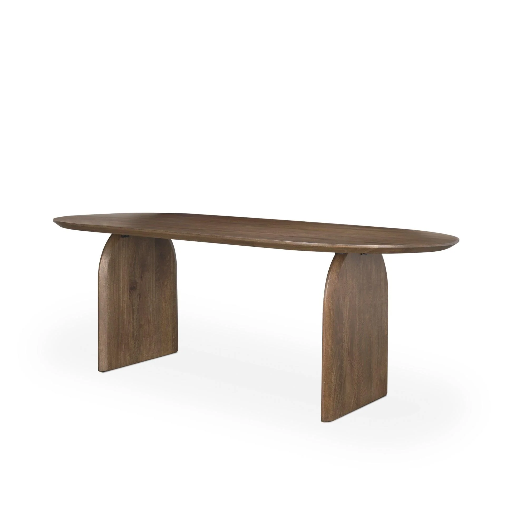 Isla Oval Dining Table w/Dark Brown Wood Top & Arched Legs - Frankwebs