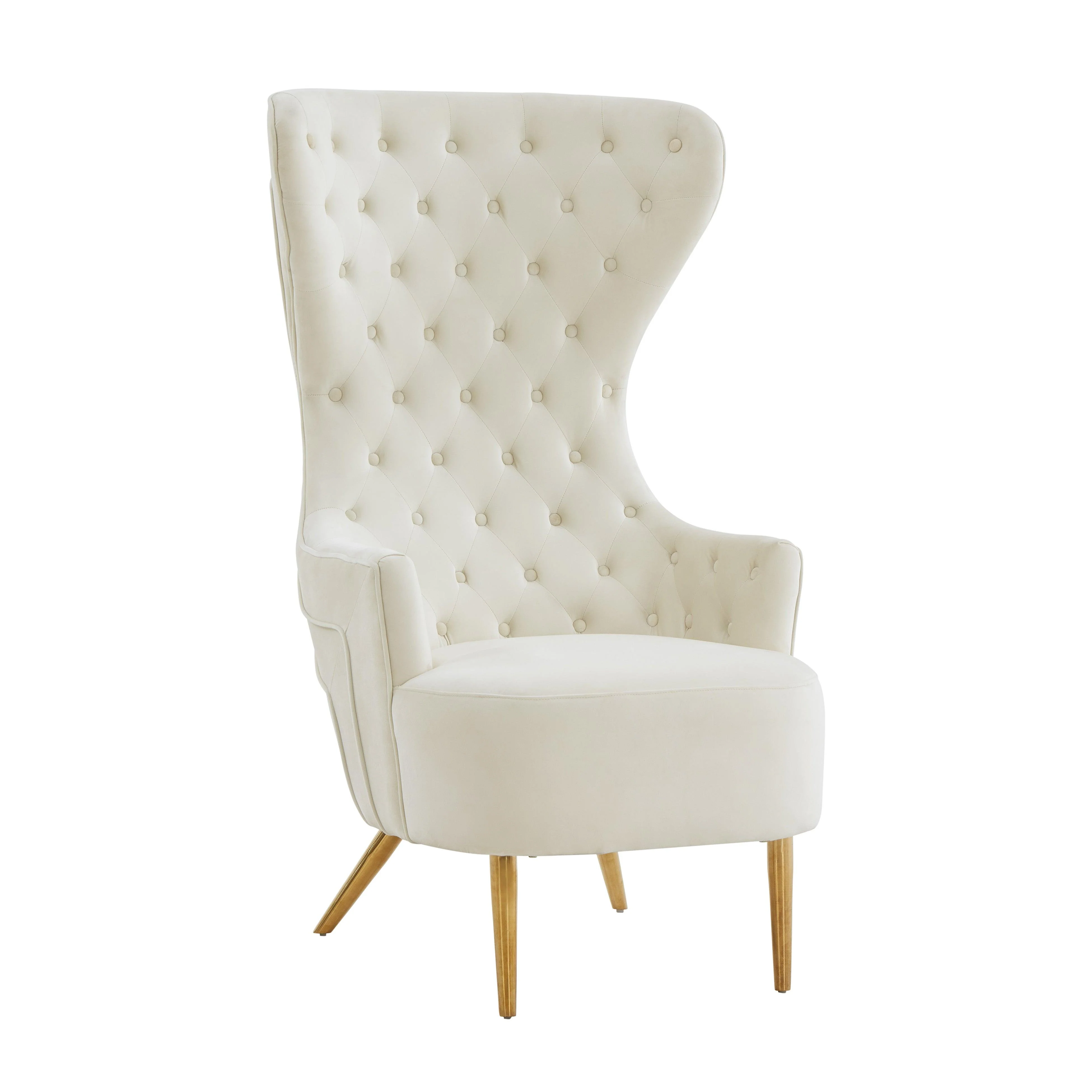Jezebel Cream Velvet Wingback Chair - Frankwebs