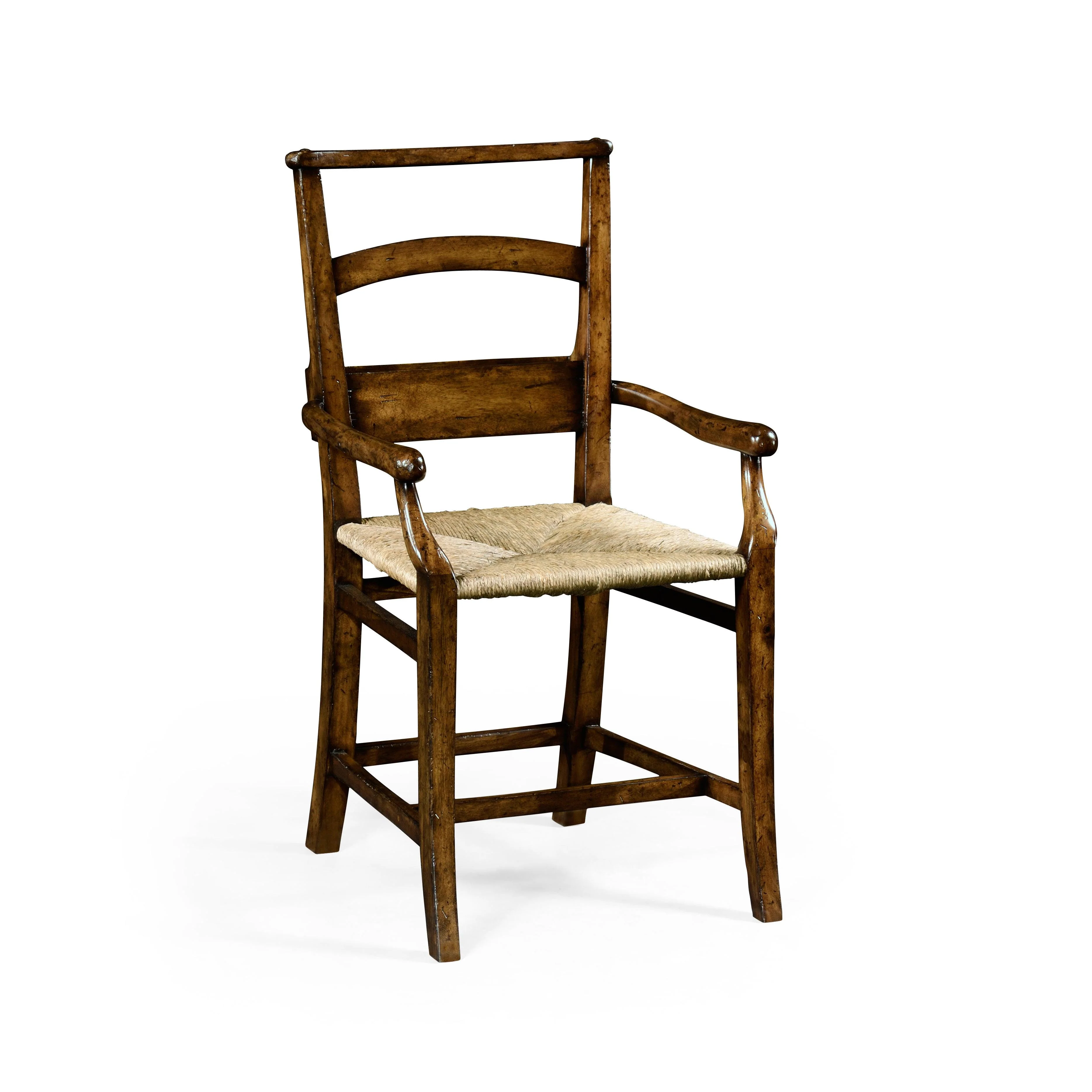La Rochelle Rustic walnut church armchair - Set of 2 - Frankwebs