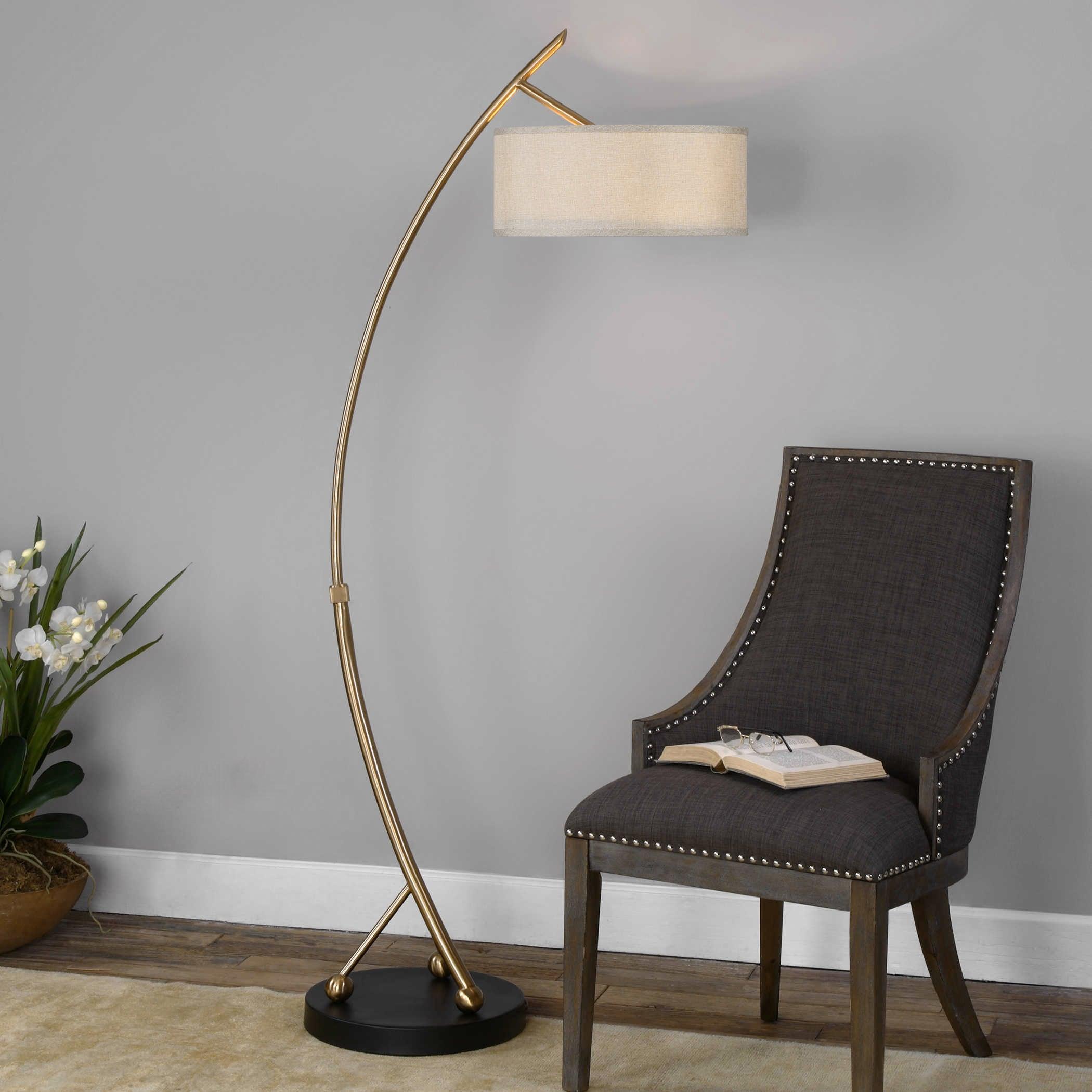 Vardar Curved Brass Floor Lamp - Frankwebs