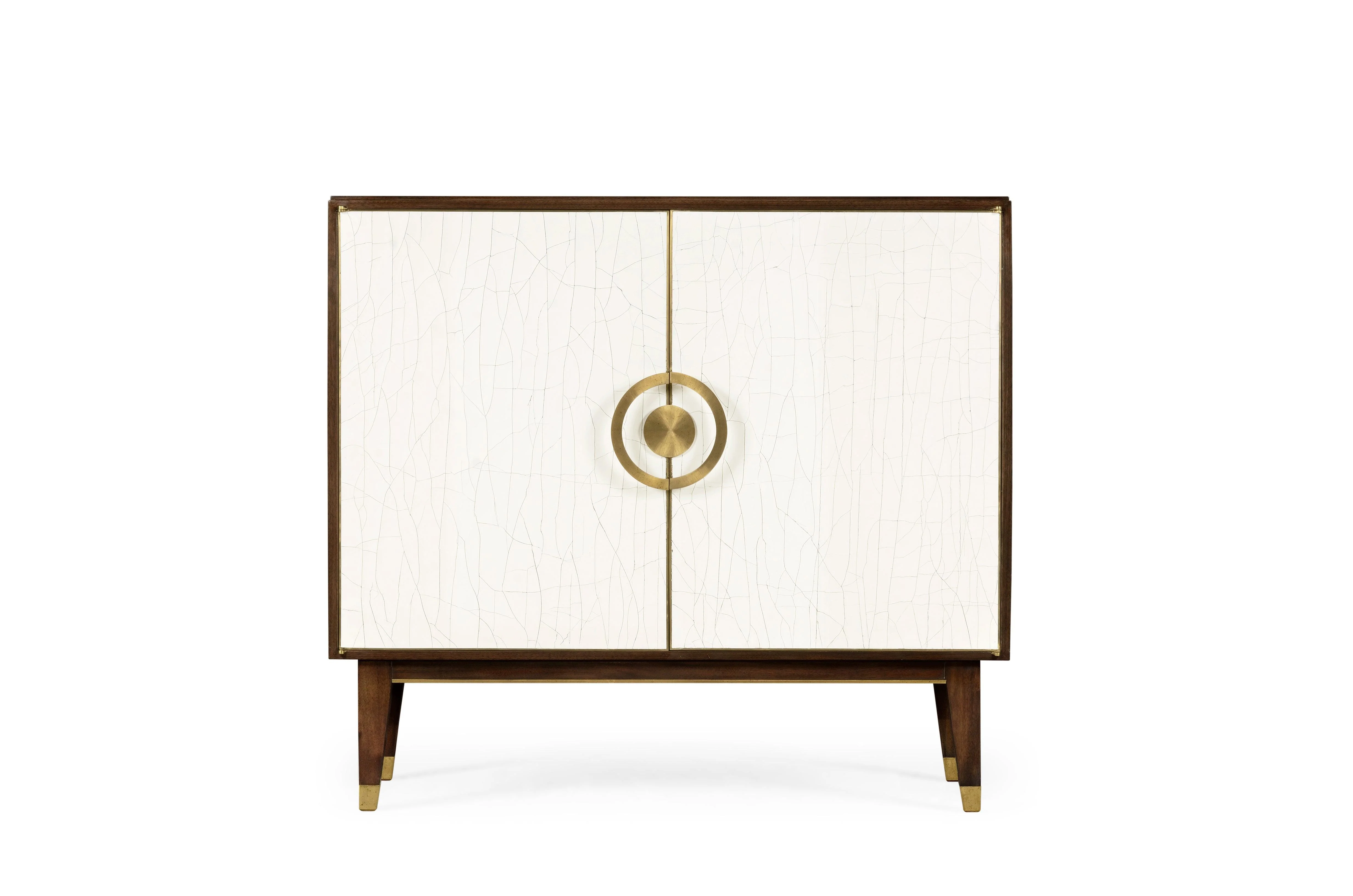 Eclectic Walnut and Crackle Lacquered Accent Cabinet - Frankwebs