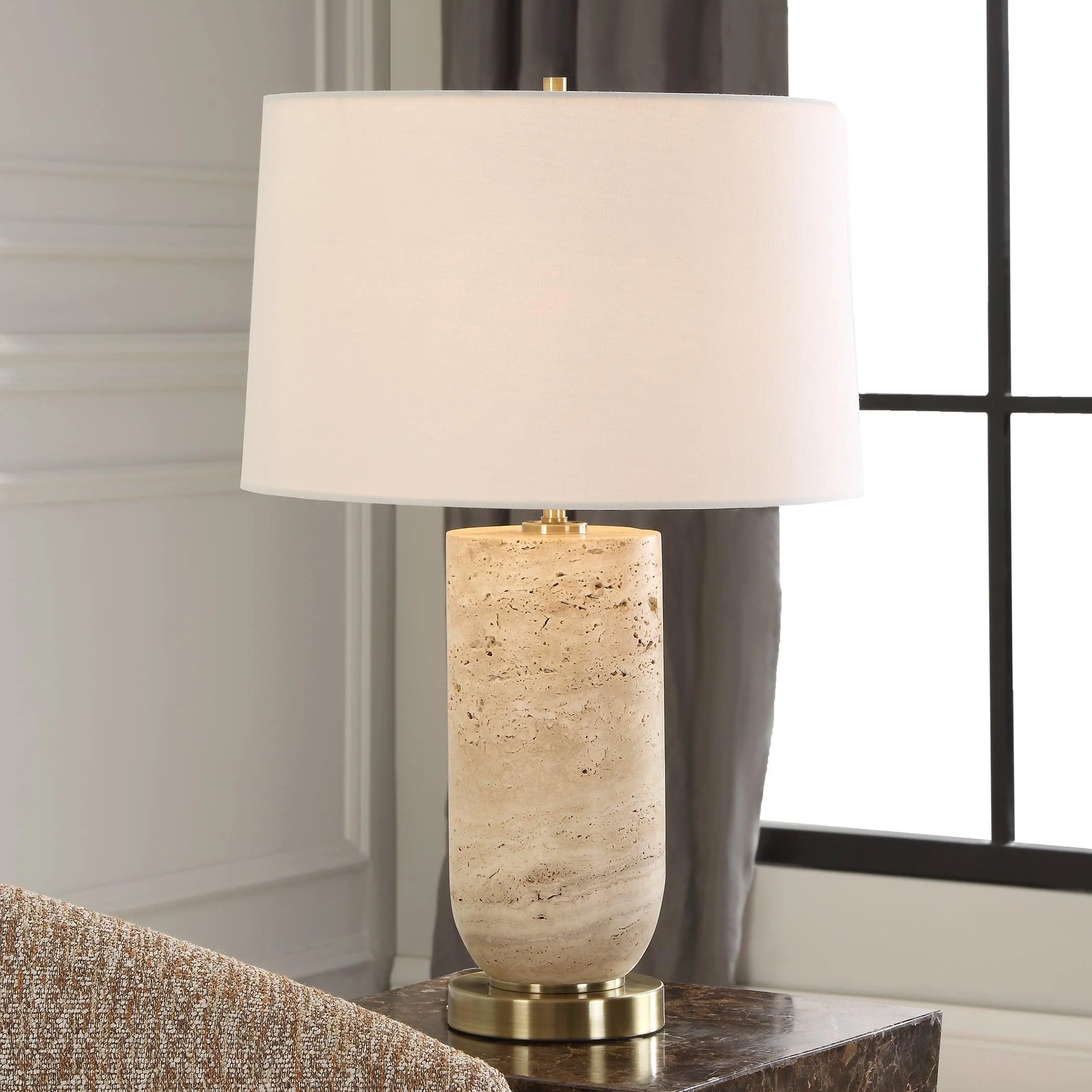 Aubrey Travertine Table Lamp - Frankwebs