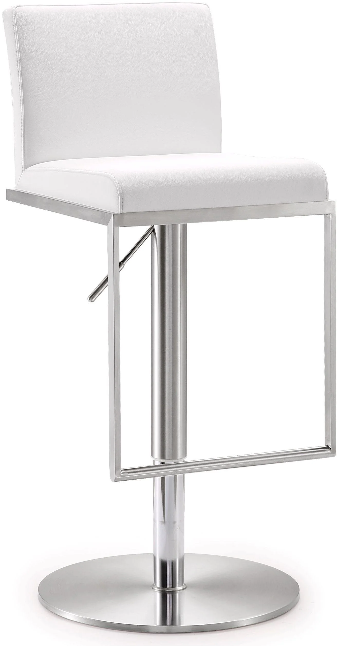 Amalfi White Vegan Leather Adjustable Stool - Frankwebs