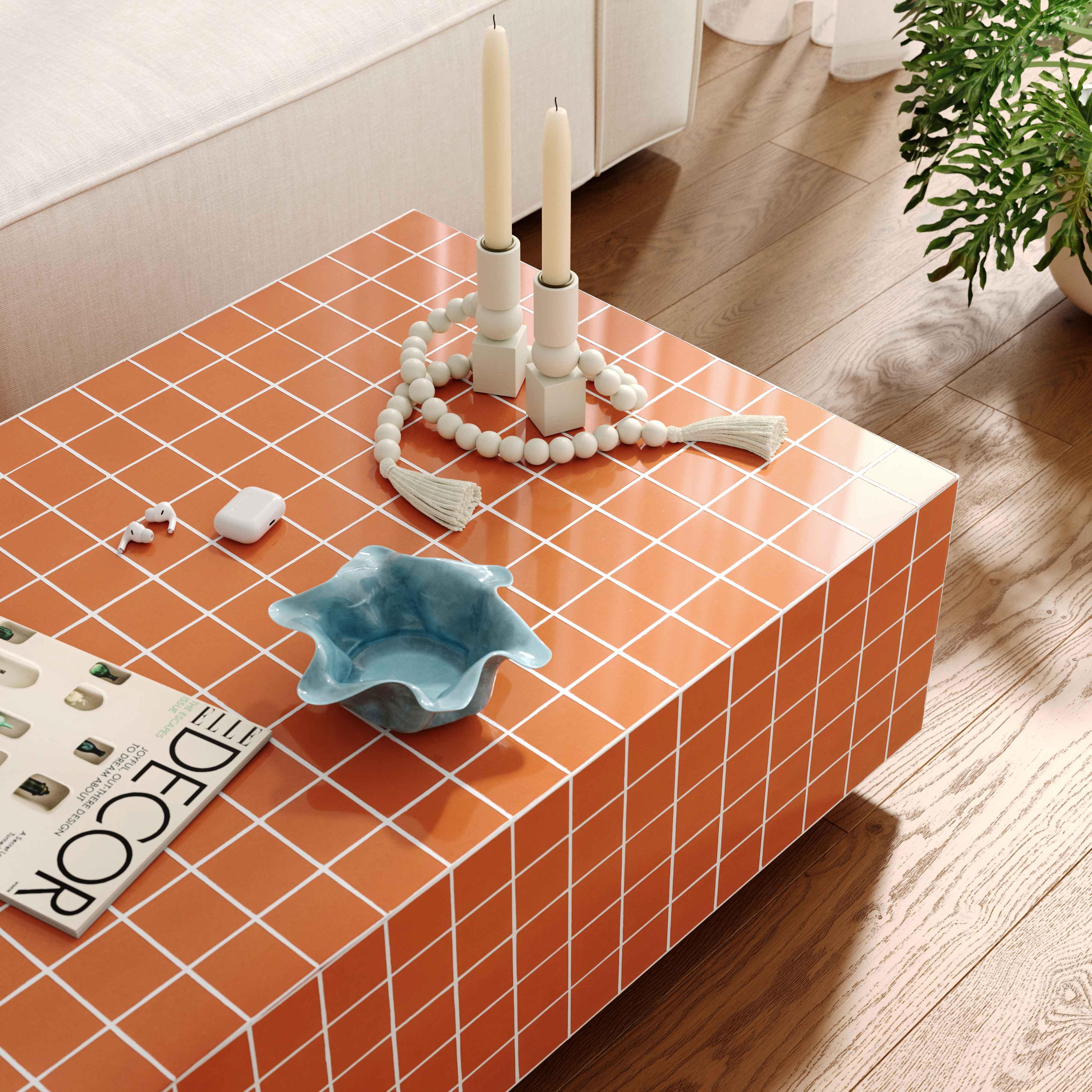 Mixie Brick Orange Tile Indoor / Outdoor Coffee Table - Frankwebs